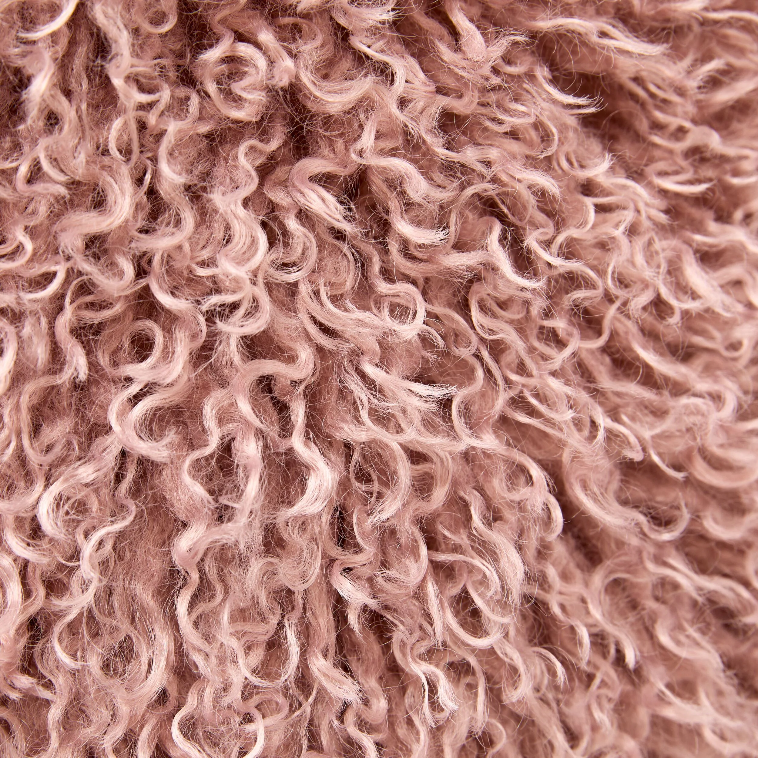 Faux Mongolian Fur and Velvet Cushion Rose Smoke 45x45cm - Image 3