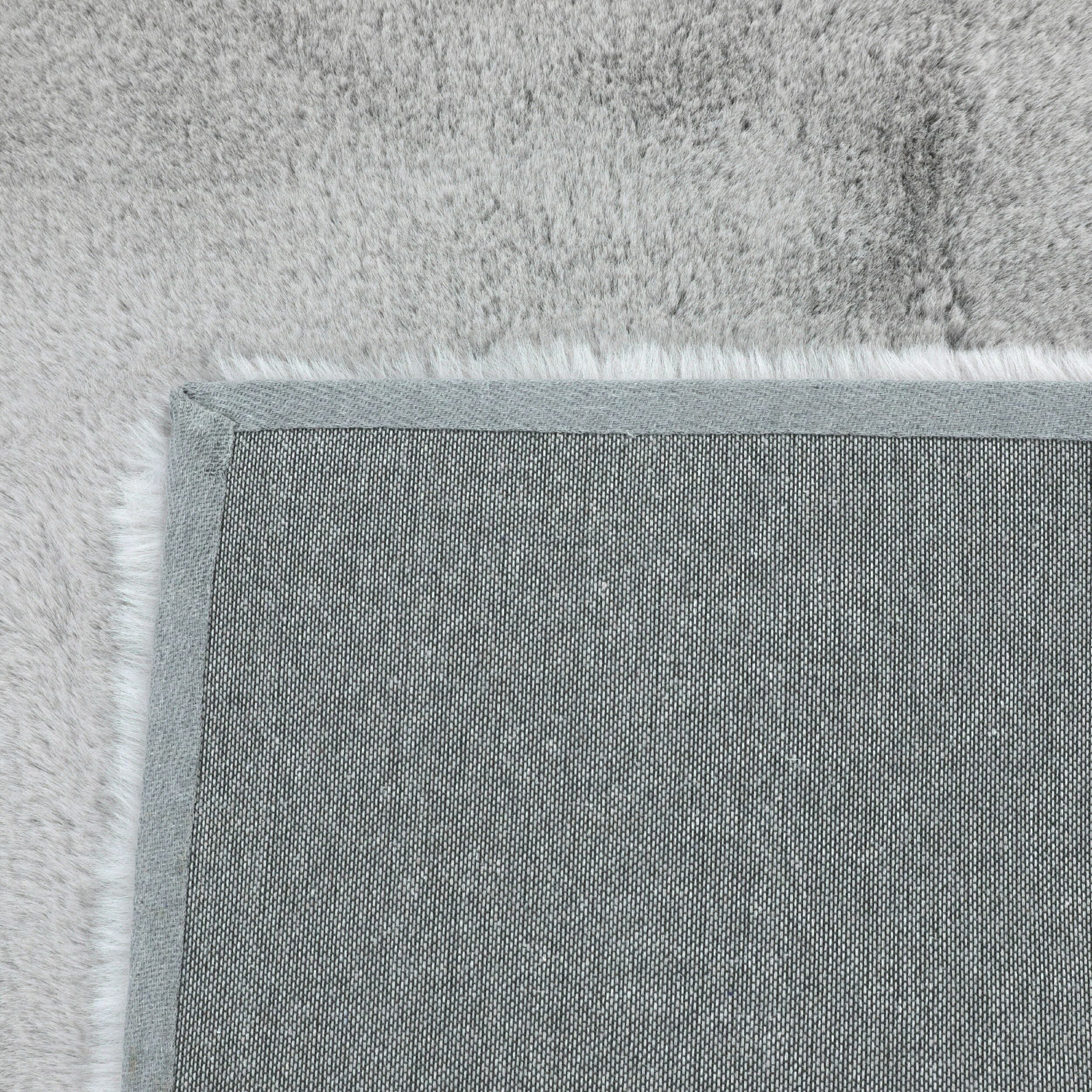 Faux Rabbit Fur Rug Soft Grey 150x240cm - Image 2