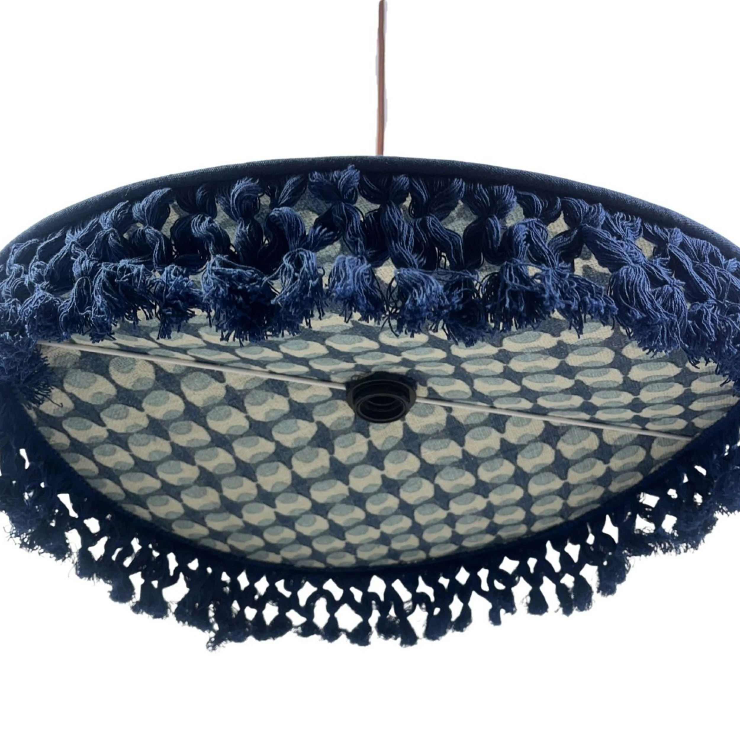 Fiesta Fringed Cotton Pendant Blue 60cm - SHADE ONLY - Image 2