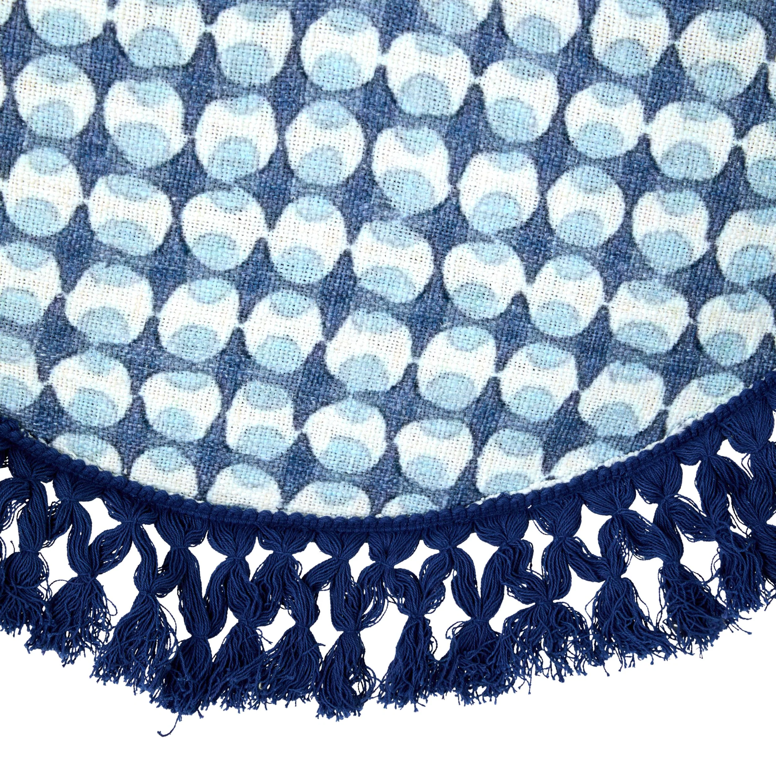 Fiesta Fringed Cotton Pendant Blue 60cm - SHADE ONLY - Image 4