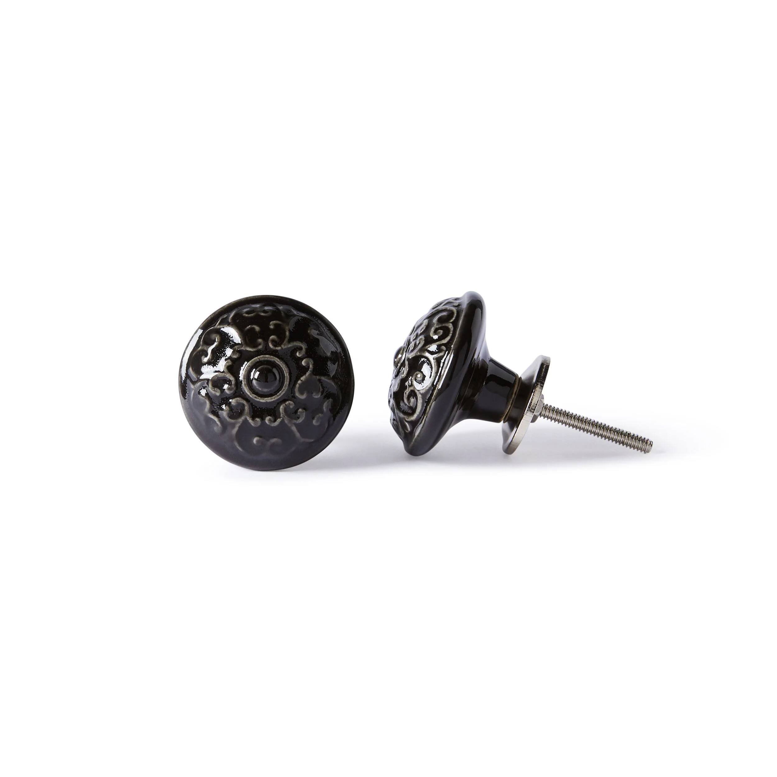 Fleur Ceramic Black Knob 4.5cm - Image 2