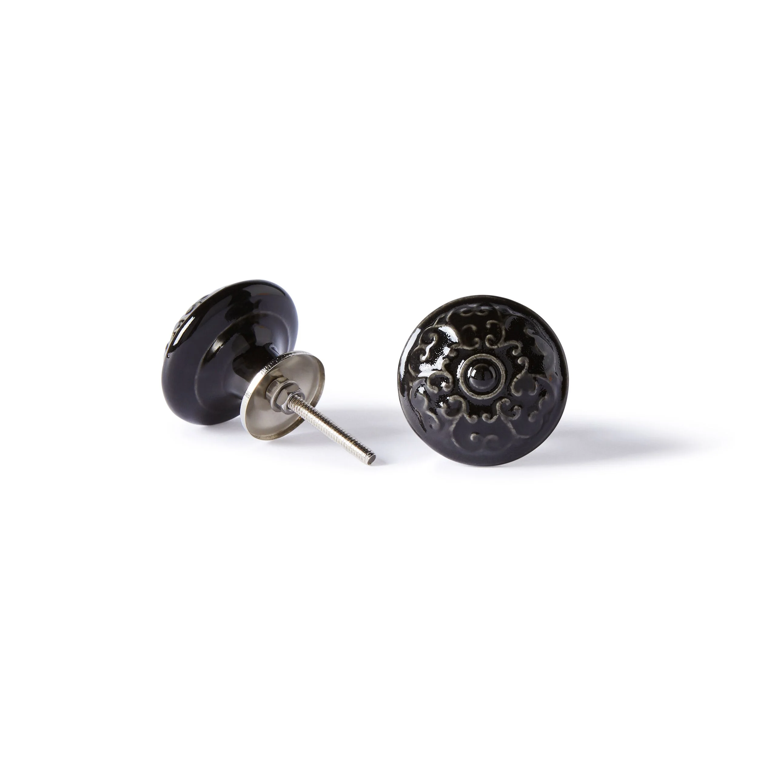 Fleur Ceramic Black Knob 4.5cm - Image 3