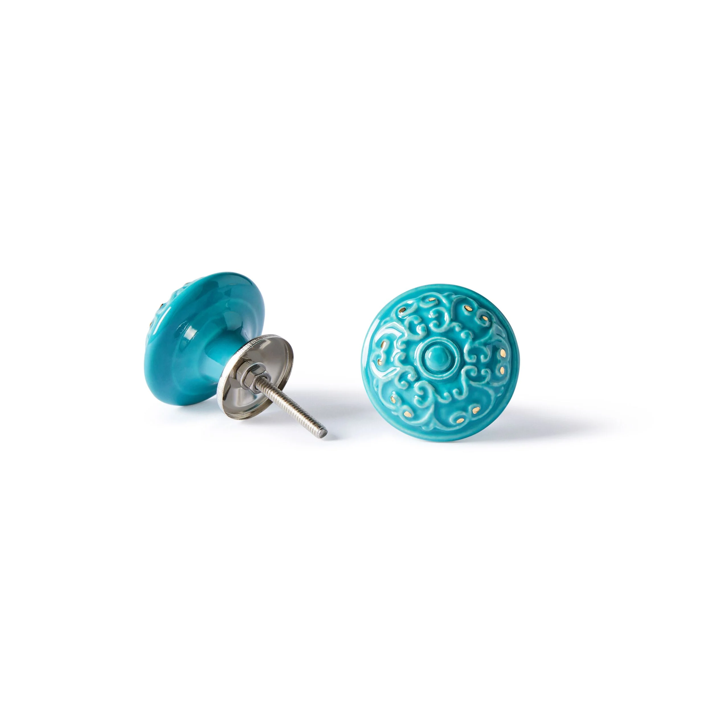 Fleur Ceramic Teal Knob 5cm - Image 3