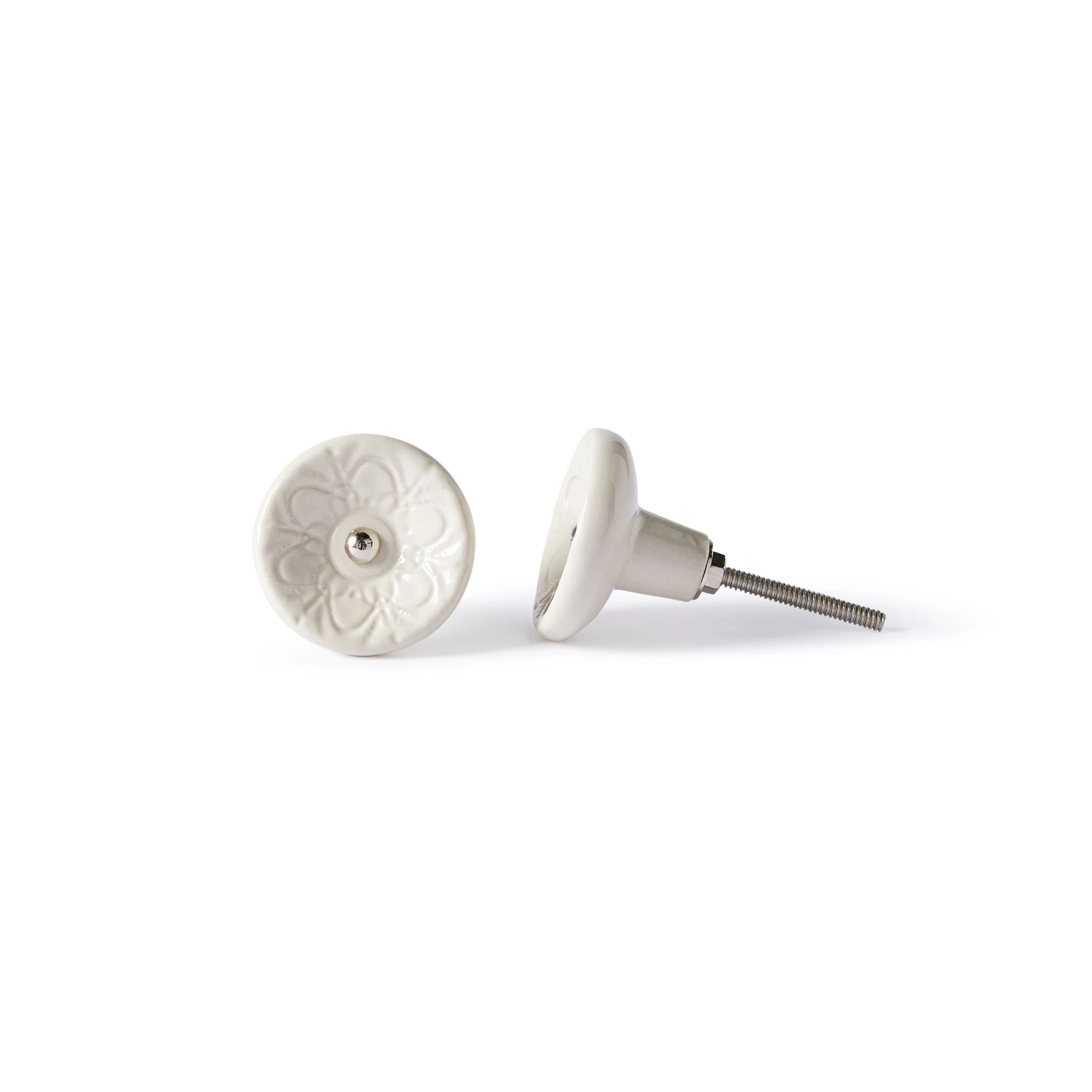 Fleur Ceramic White Knob 4.5cm - Image 2