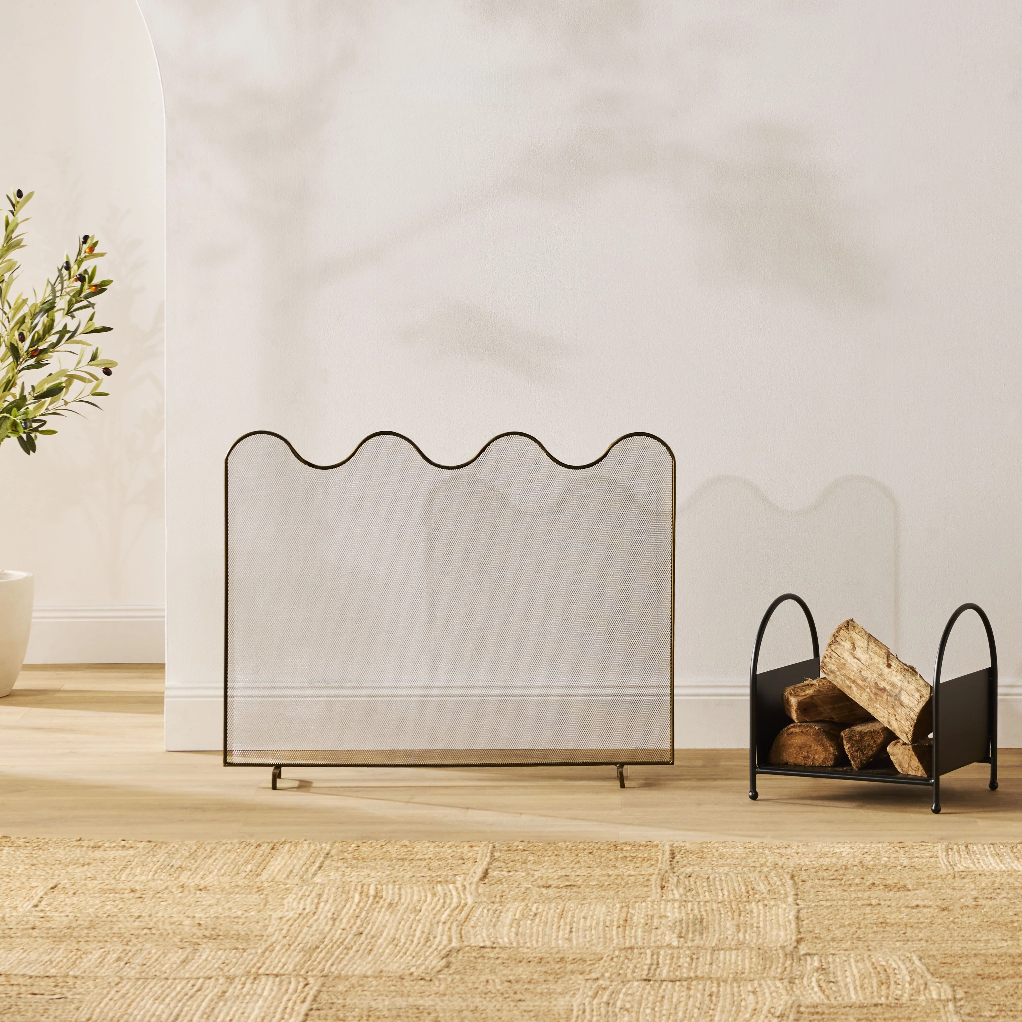 Flo Fire Screen Brass Antique - Image 5