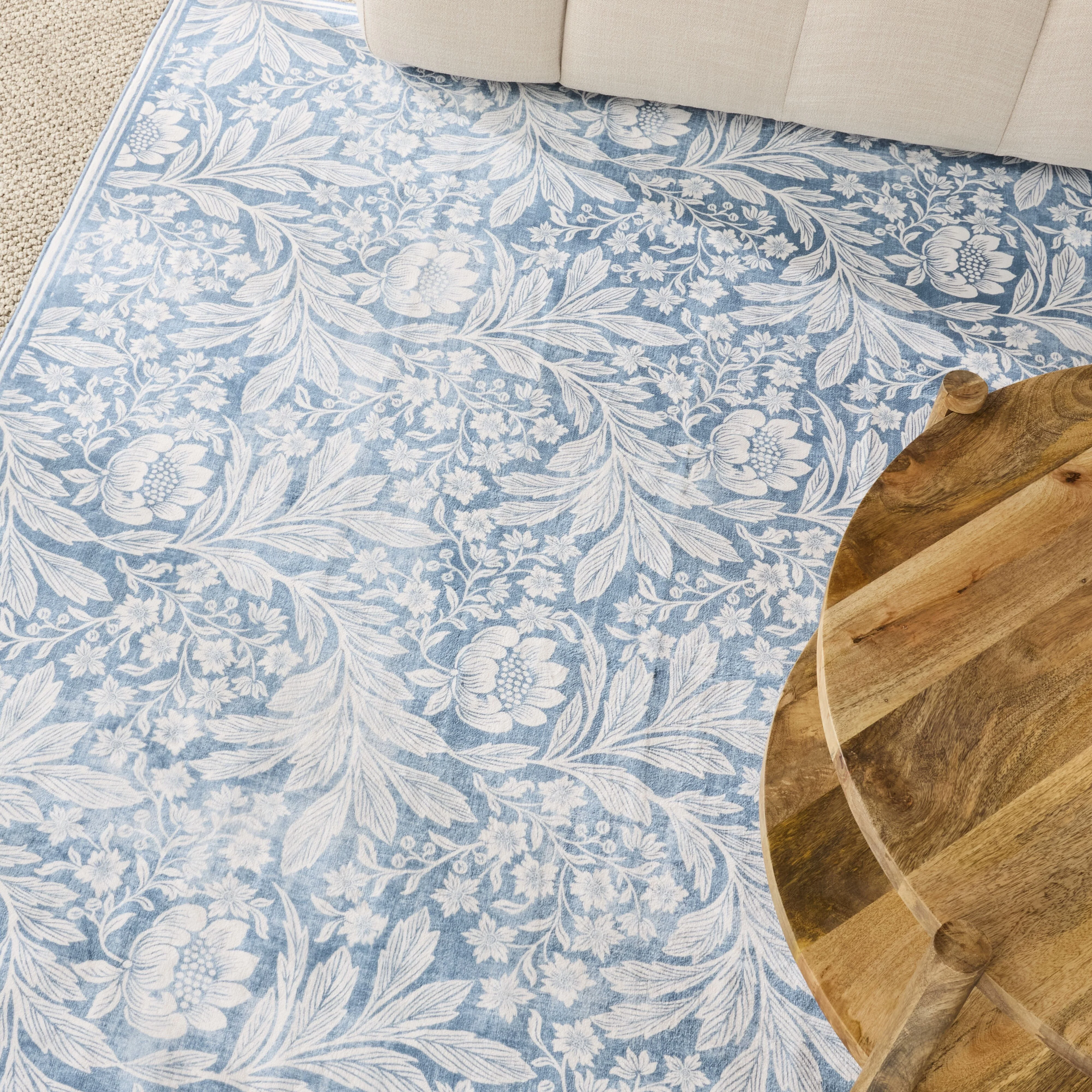 Florentine Silky Soft Washable Rug Blue 240x300cm - Image 4