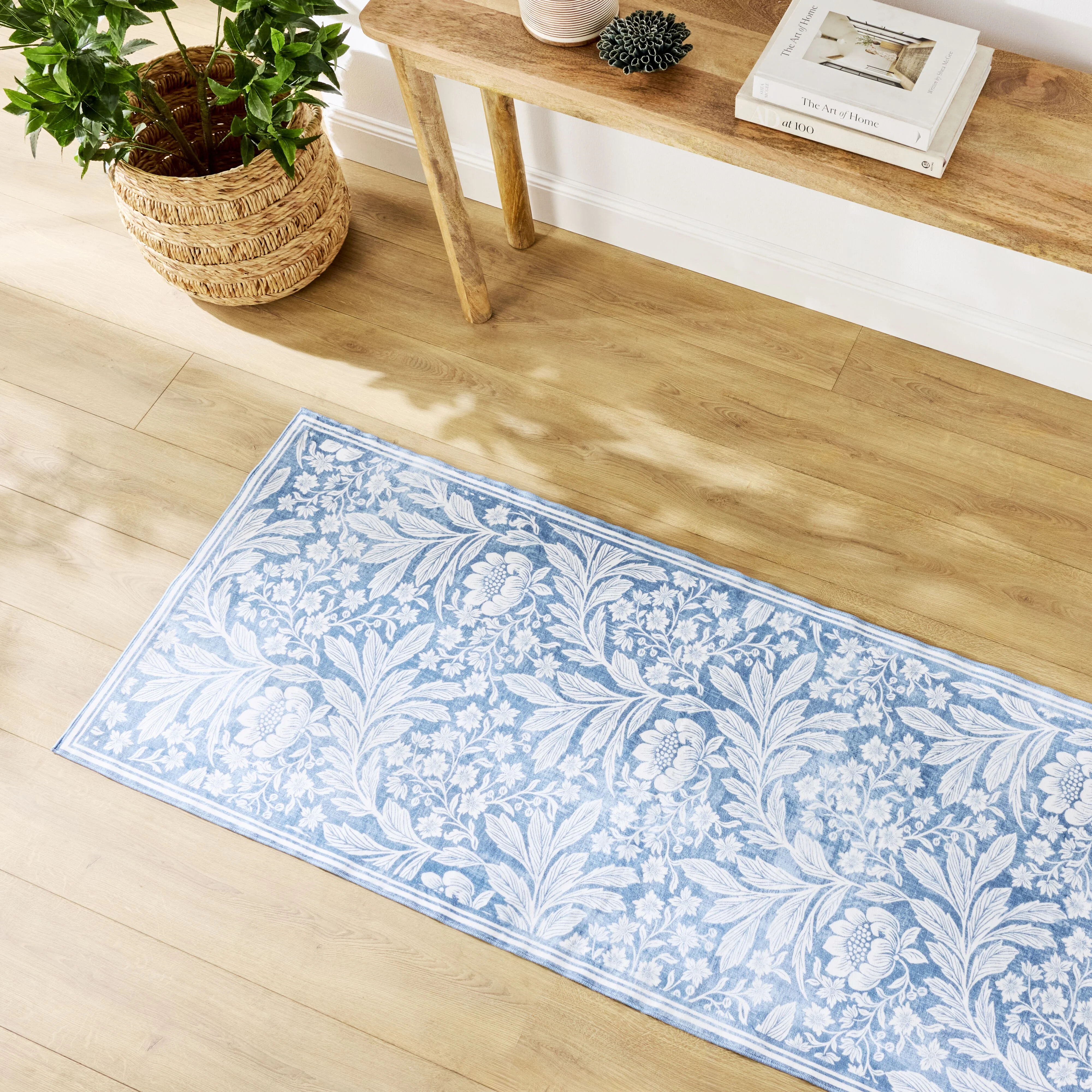 Florentine Silky Soft Washable Runner Blue 80x200cm - Image 3