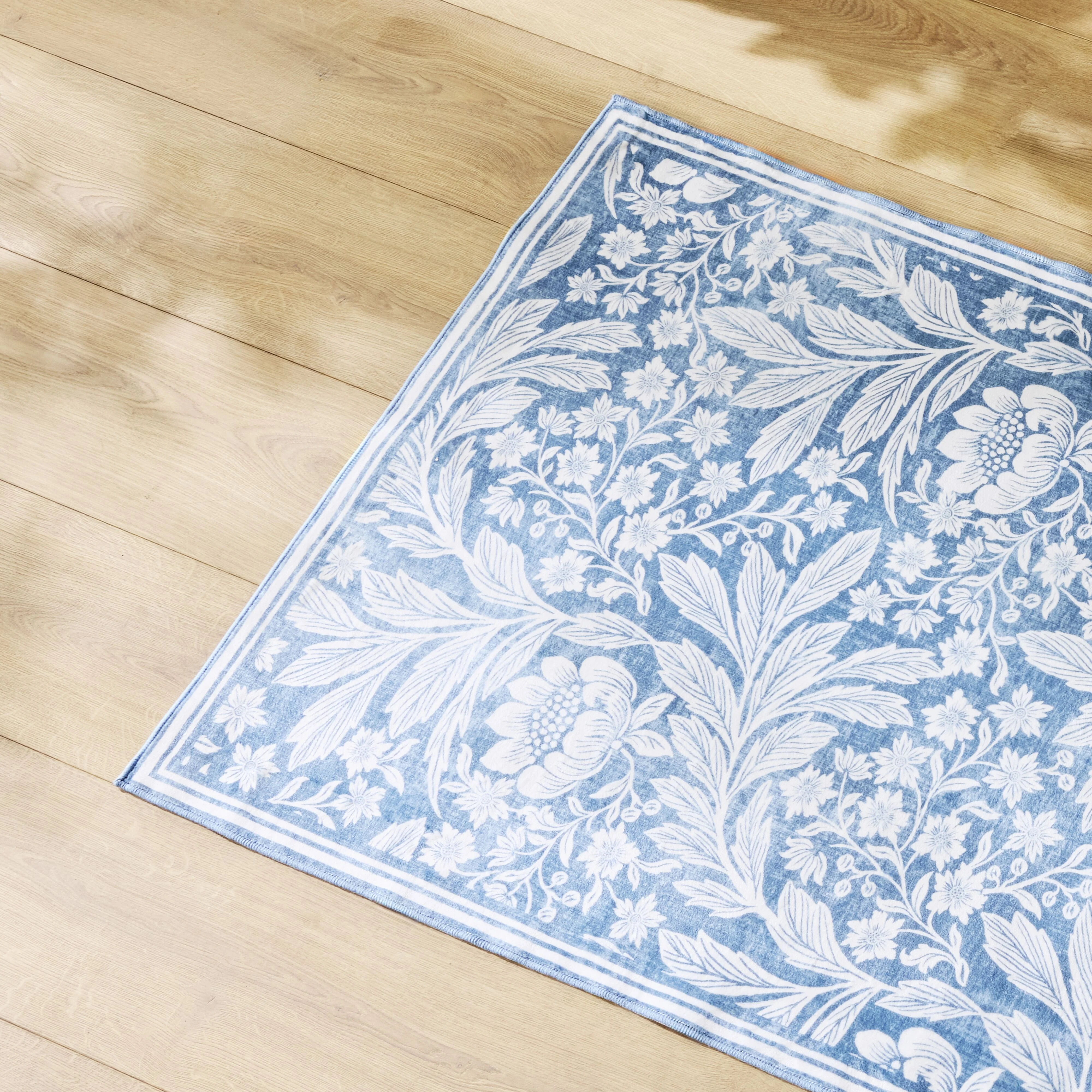 Florentine Silky Soft Washable Runner Blue 80x200cm - Image 4