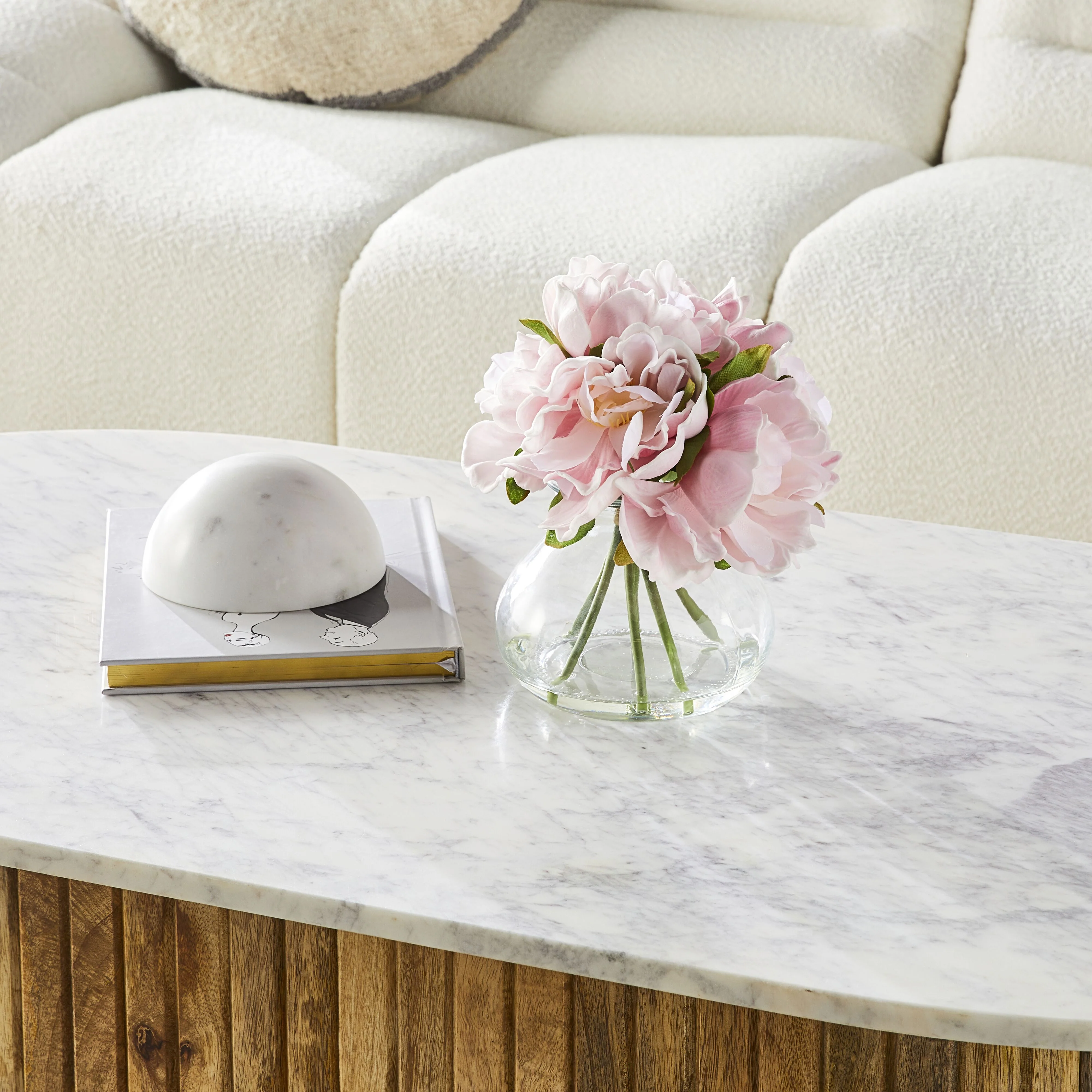 Floriana Peony Pale Pink x6 Vase 21cm - Image 3