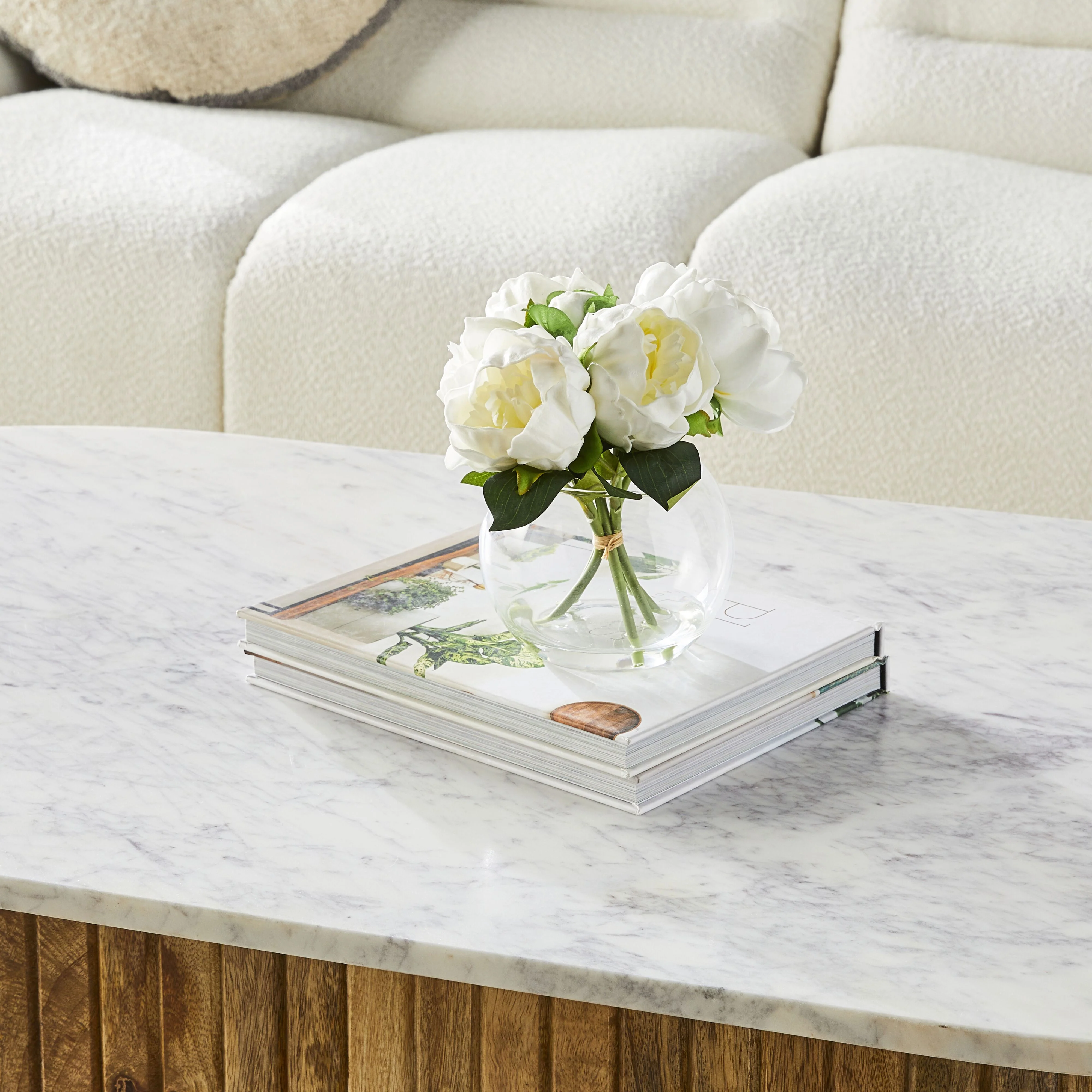 Floriana Peony White x6 Vase 18cm - Image 3