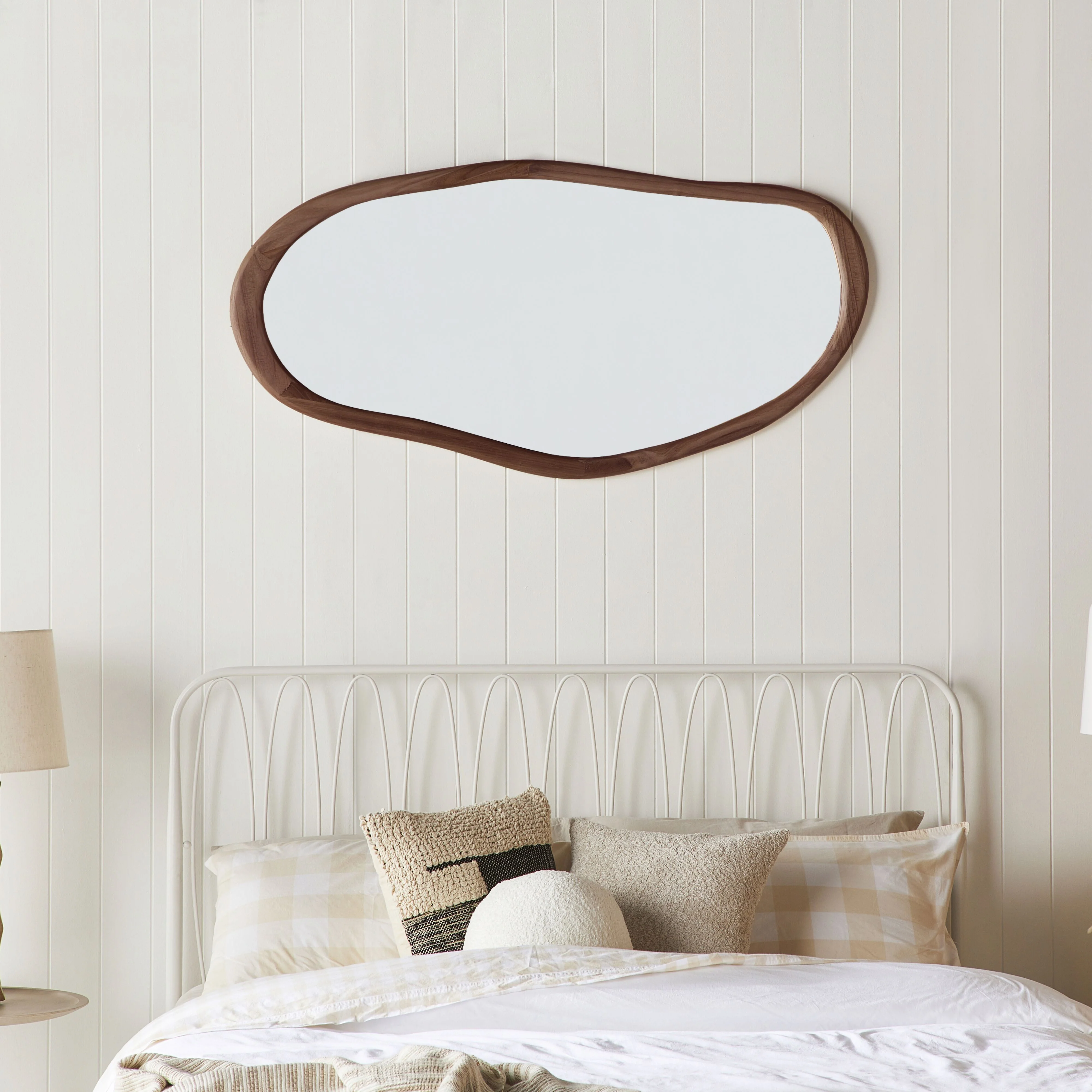 Fluid Wooden Wall Mirror Walnut 118x58cm - Image 7