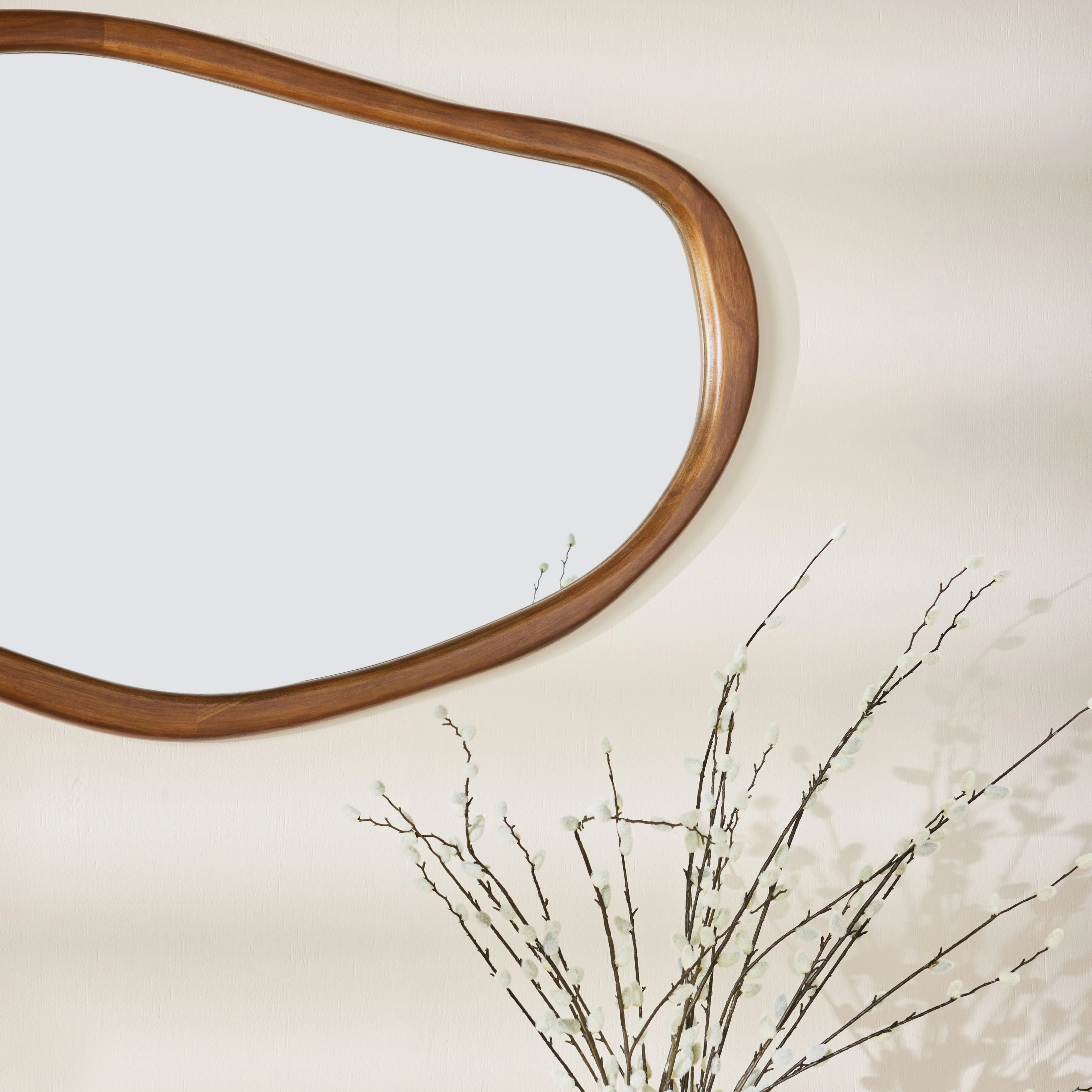 Fluid Wooden Wall Mirror Walnut 118x58cm - Image 8