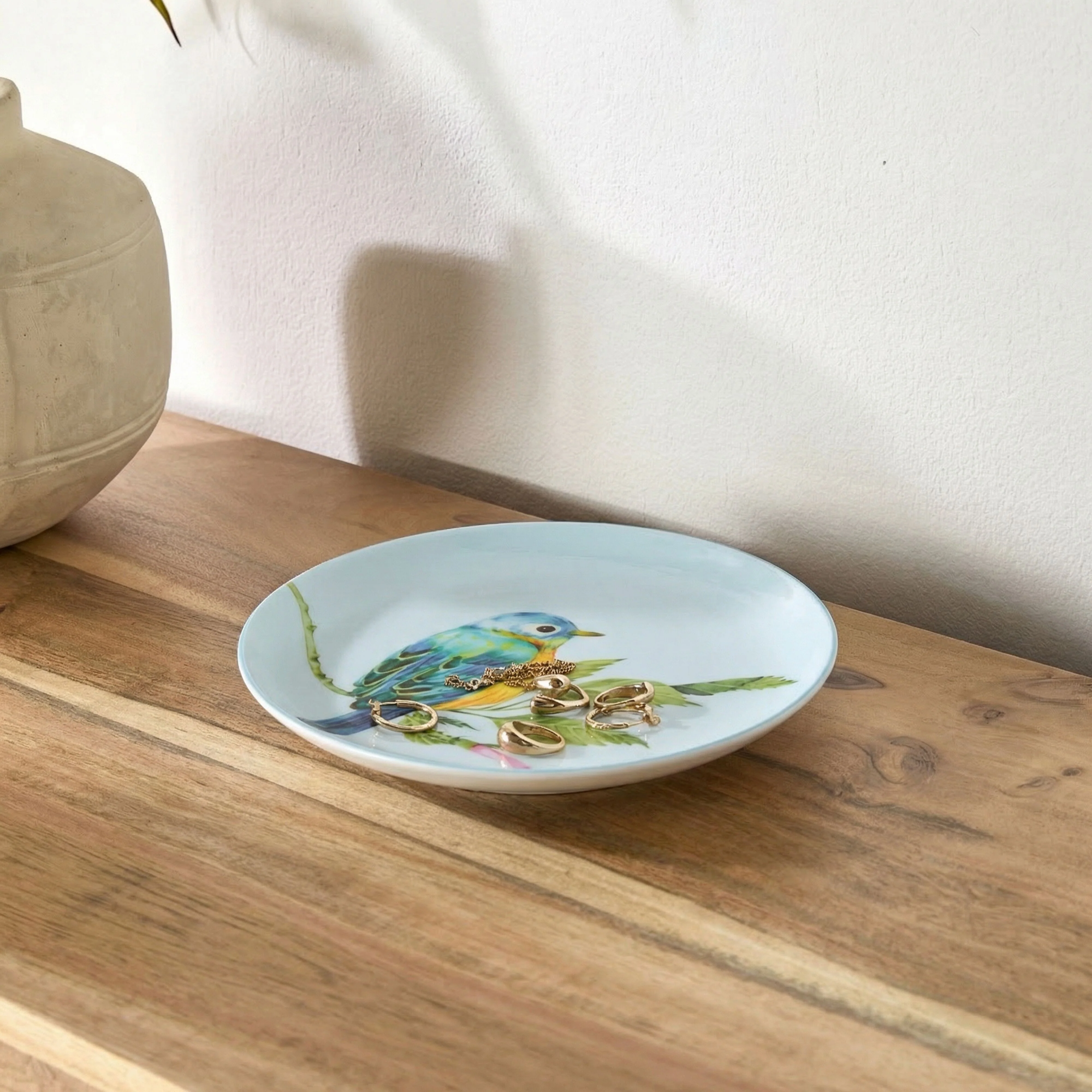 Folk Garden Round Dish Soft Blue - Image 4