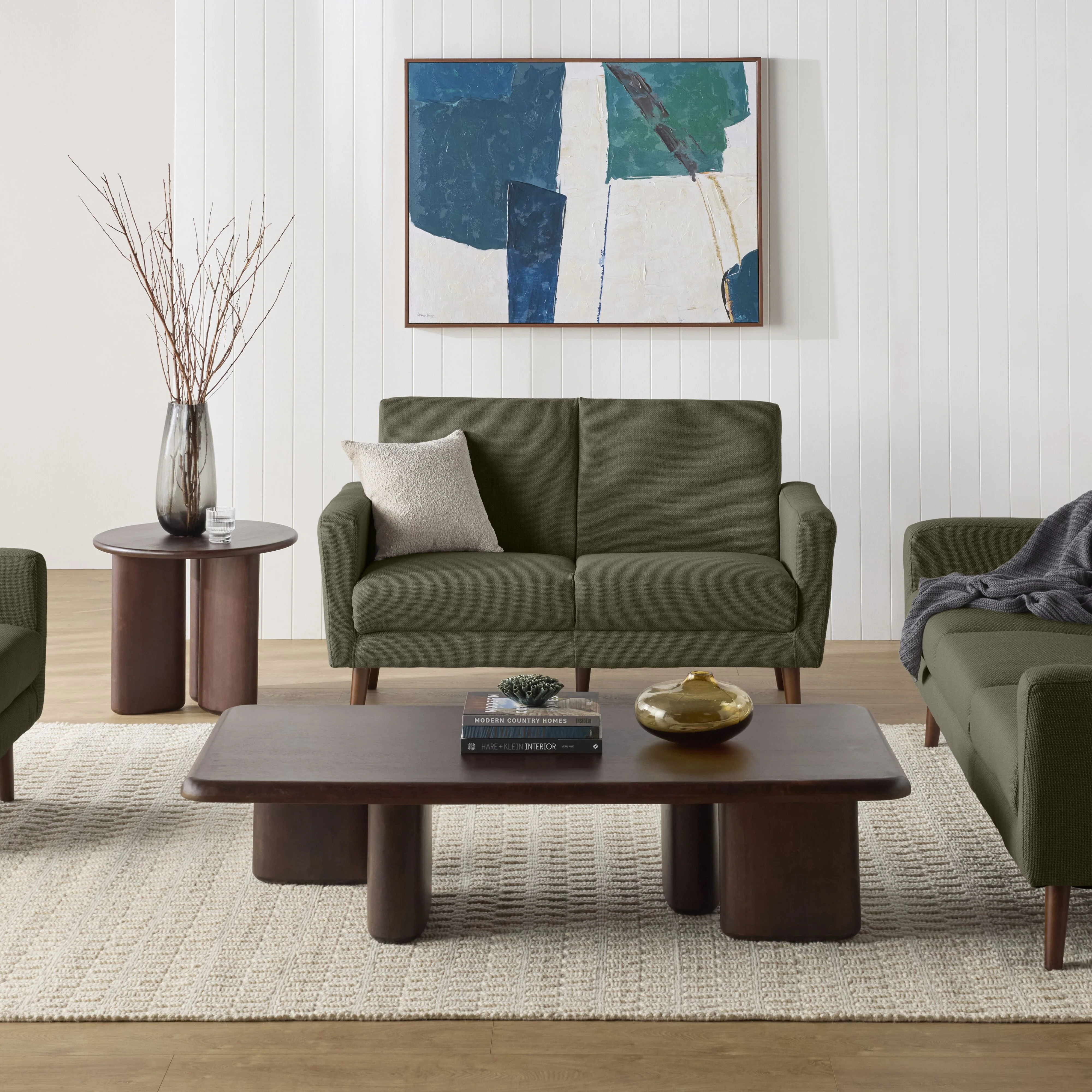 Frankie 2 Seater Sofa Olive Green Weave - Image 6