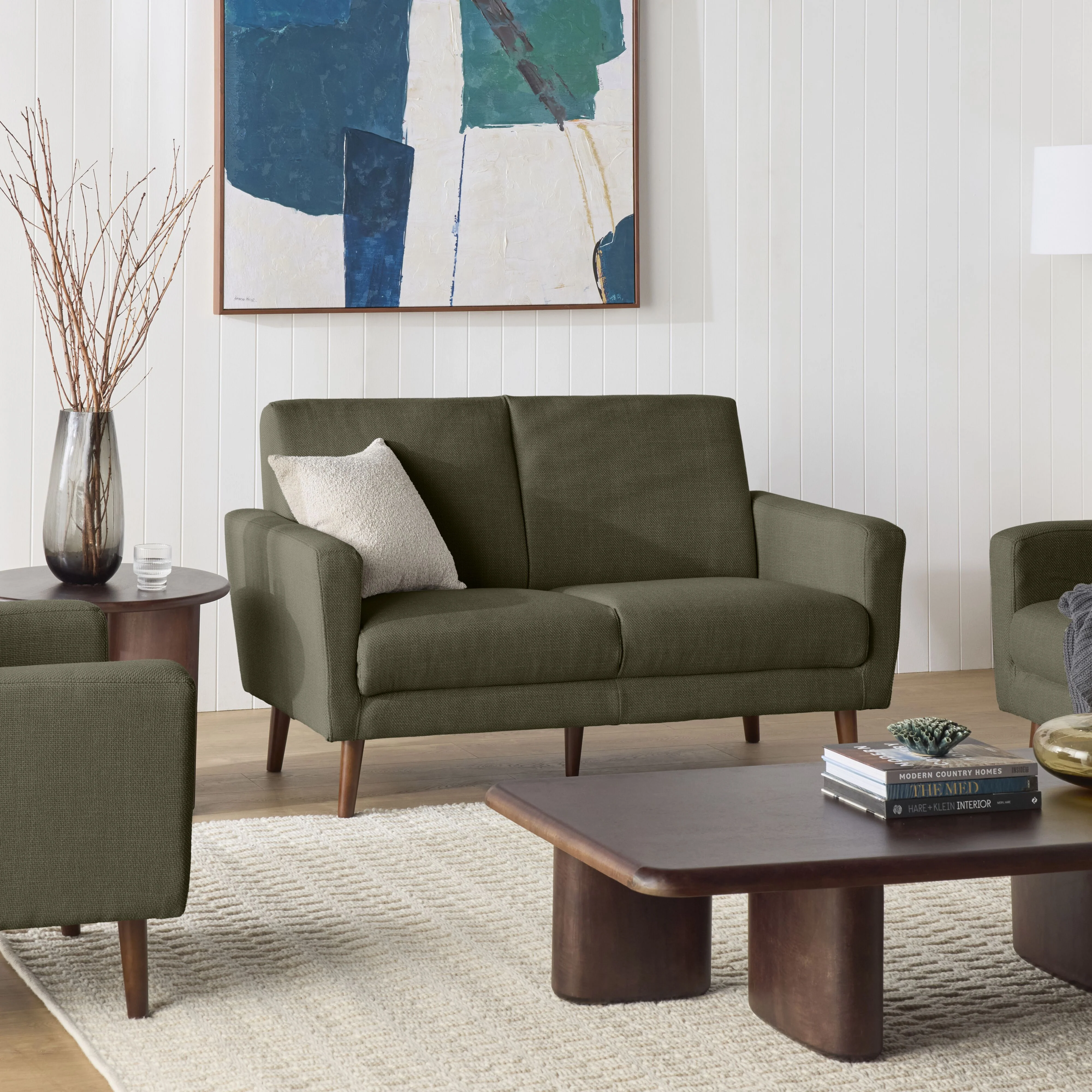 Frankie 2 Seater Sofa Olive Green Weave - Image 7