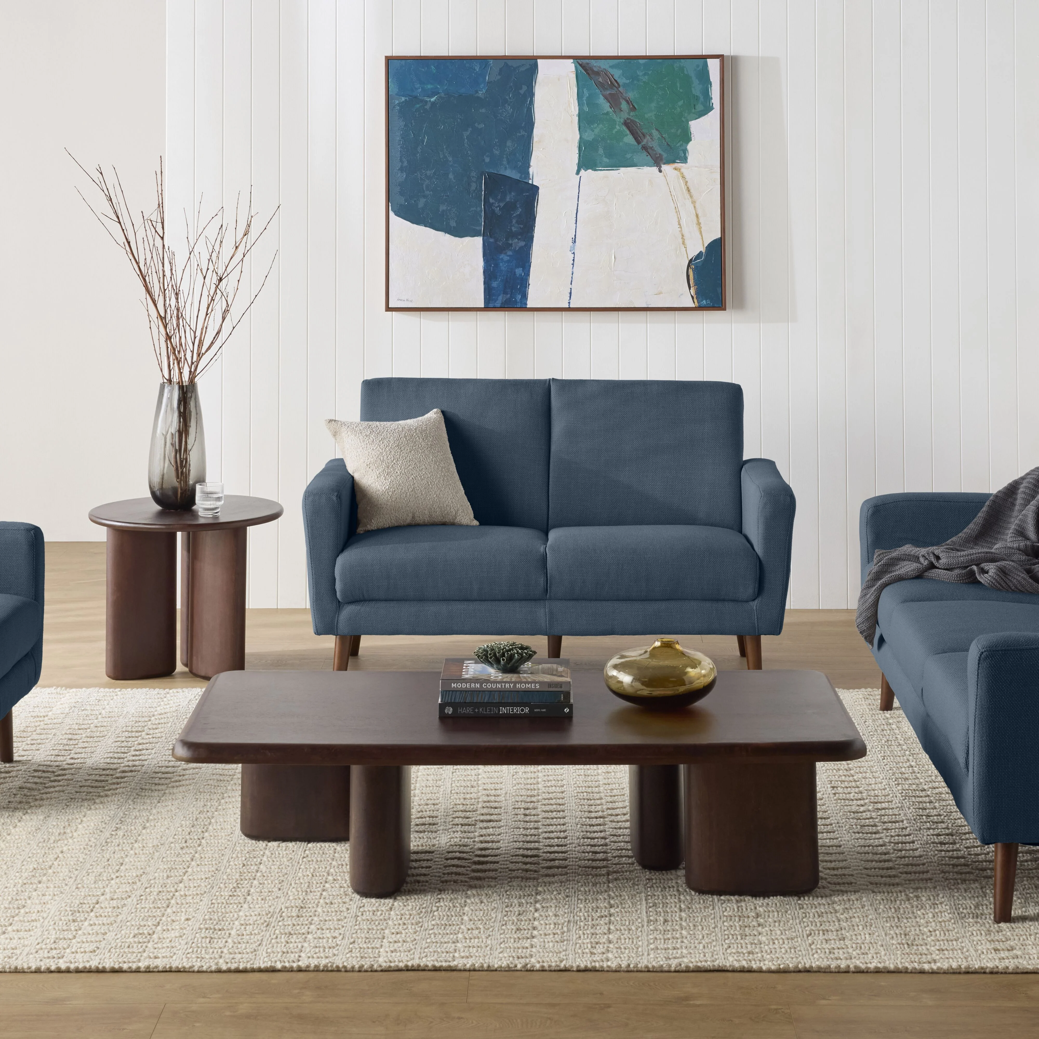 Frankie 2 Seater Sofa Steel Blue Weave - Image 6