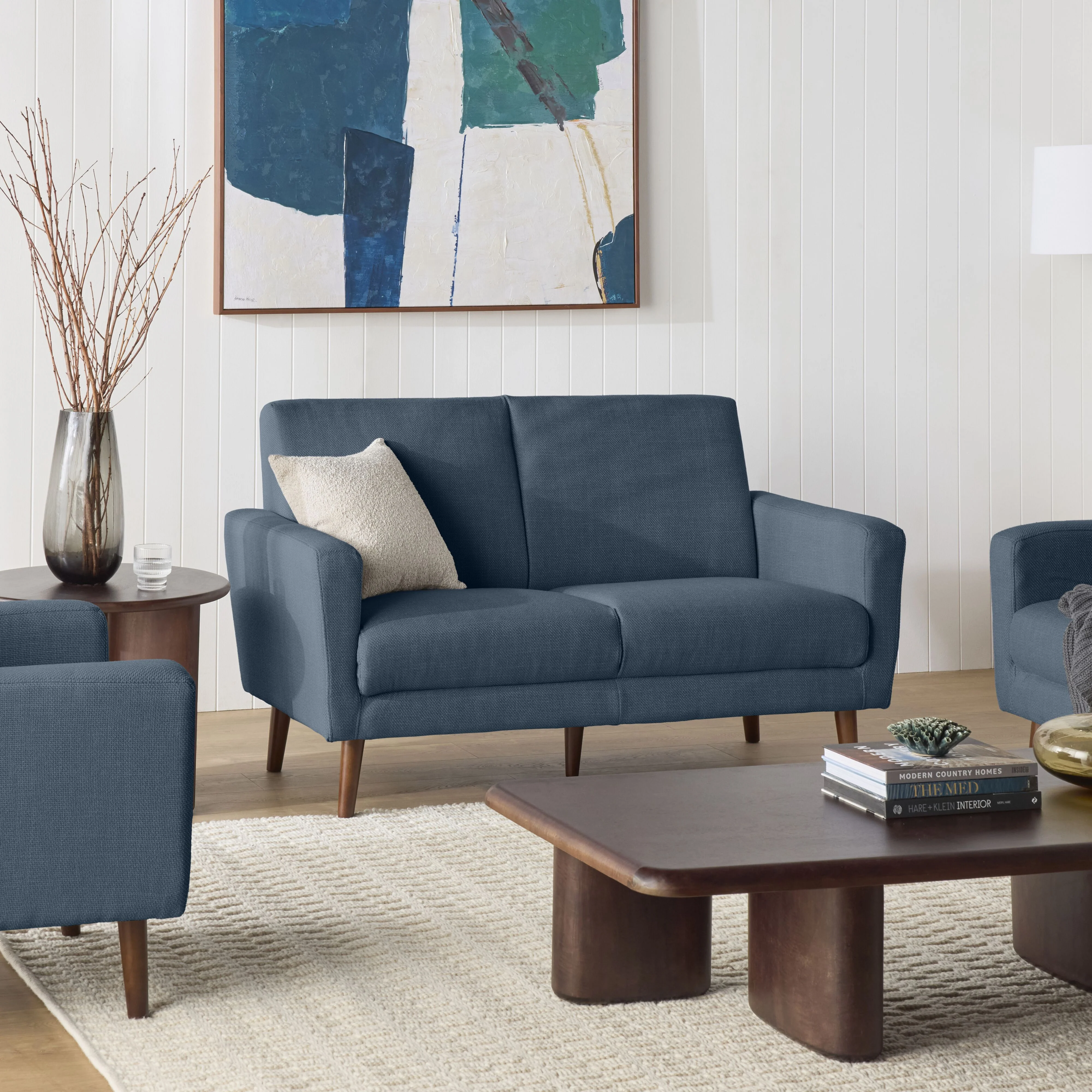 Frankie 2 Seater Sofa Steel Blue Weave - Image 7