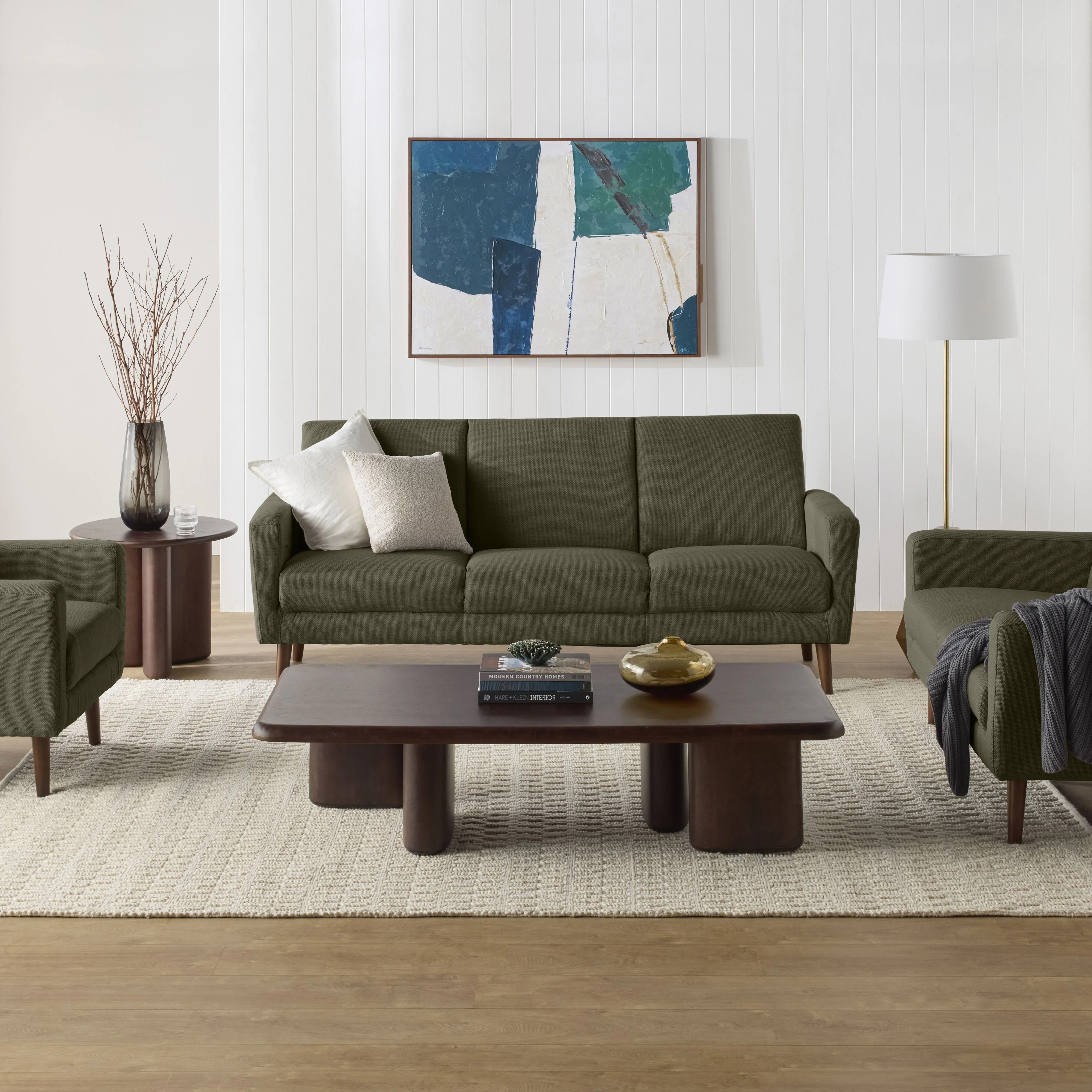 Frankie 3 Seater Sofa Olive Green Weave - Image 6