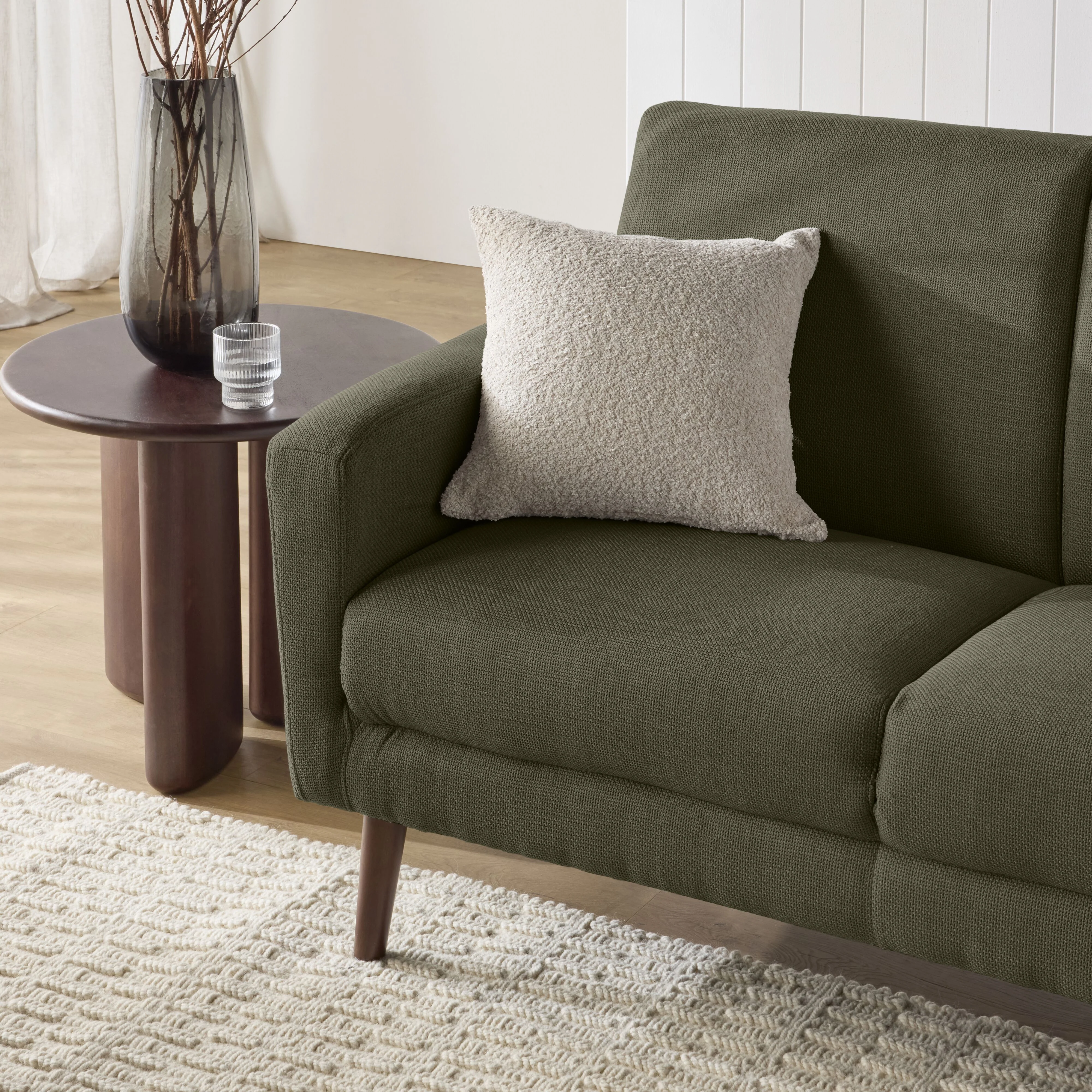 Frankie 3 Seater Sofa Olive Green Weave - Image 8