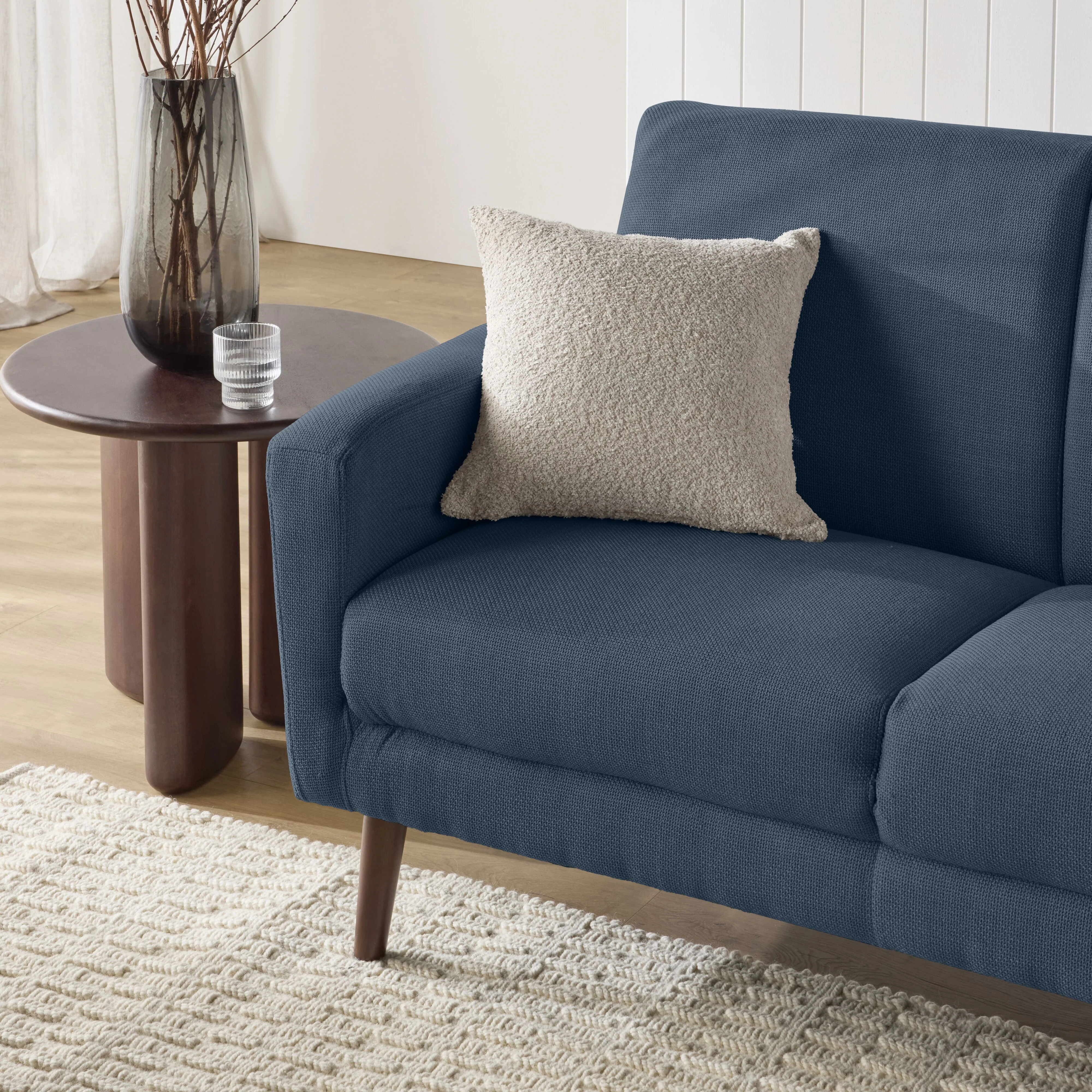 Frankie 3 Seater Sofa Steel Blue Weave - Image 8
