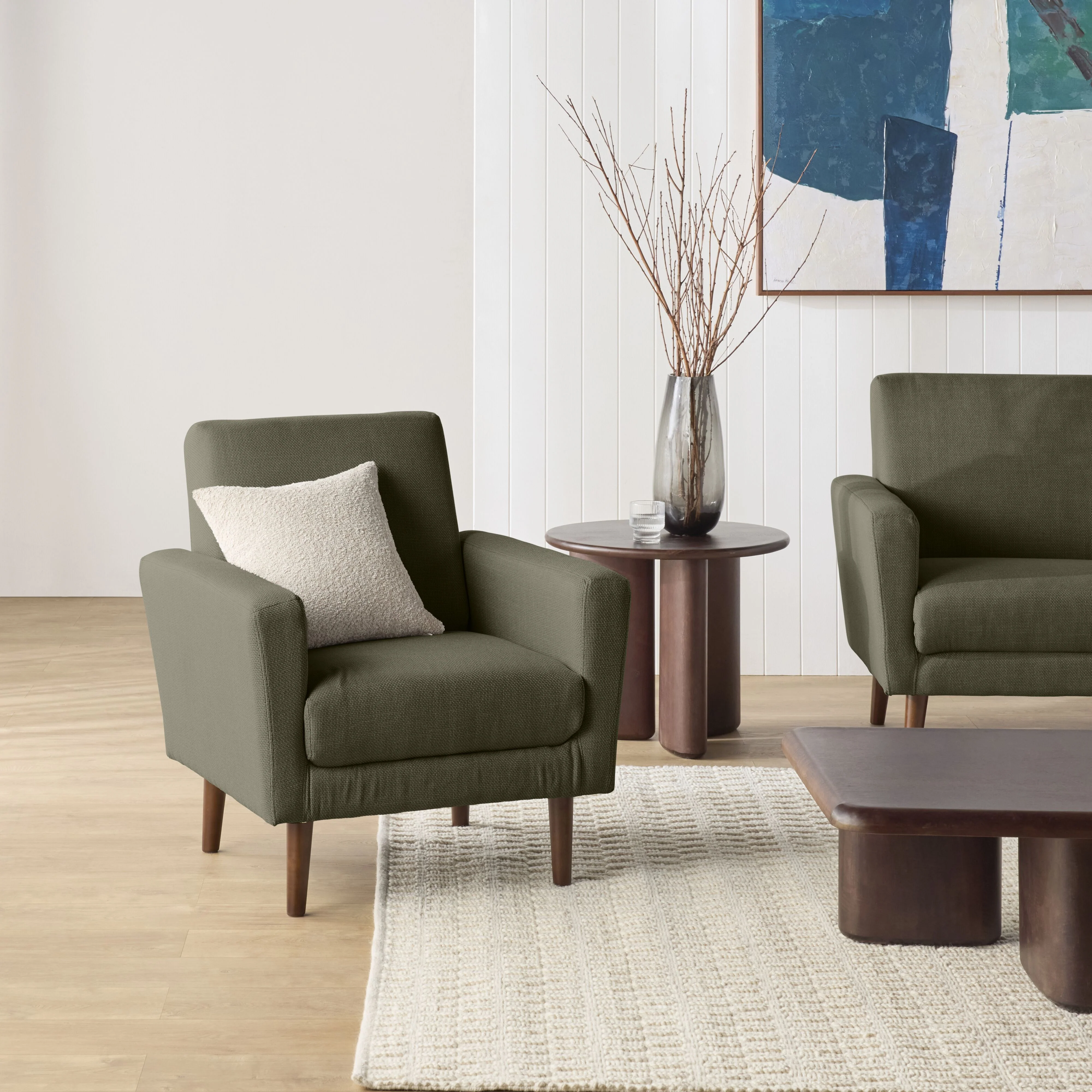 Frankie Armchair Olive Green Weave - Image 6