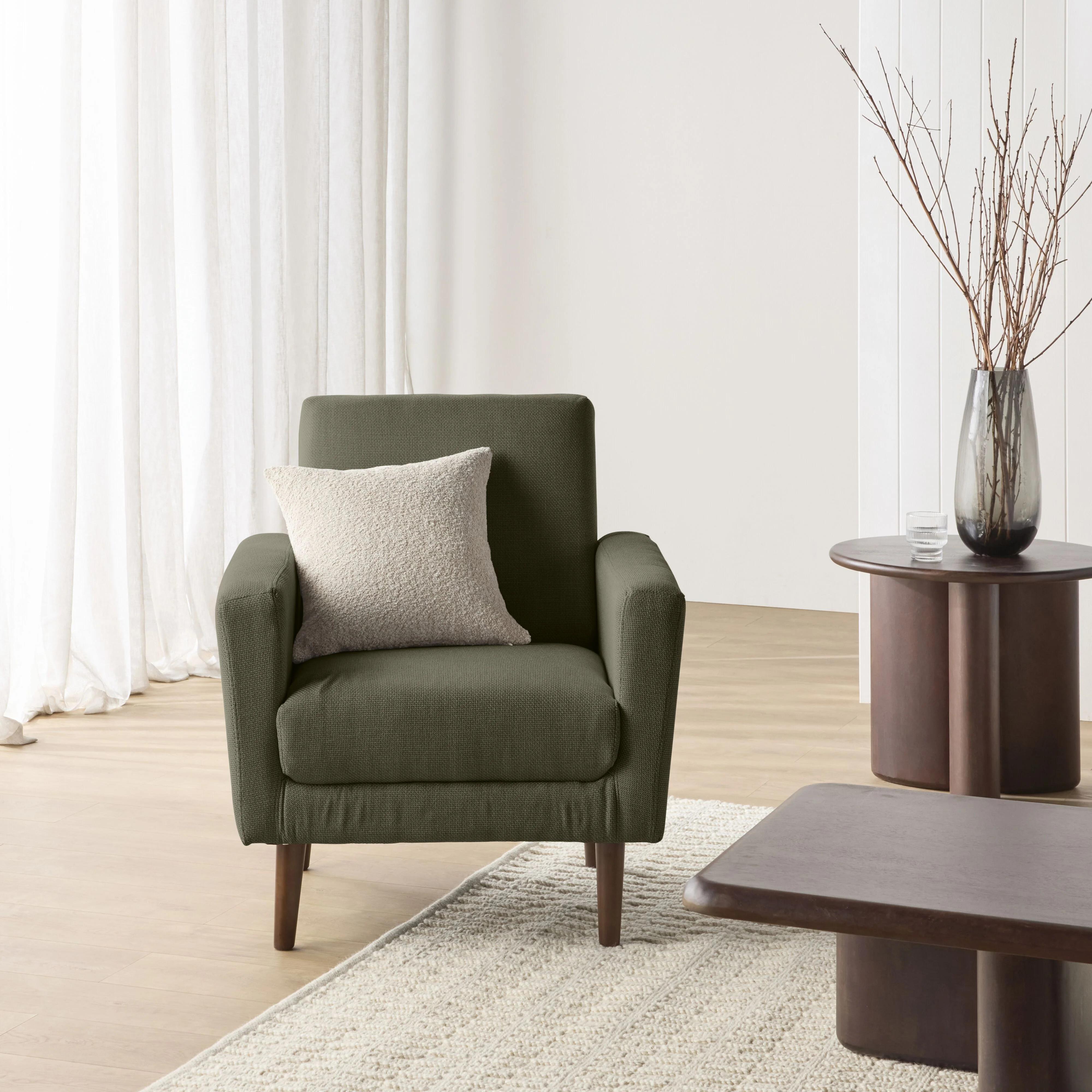 Frankie Armchair Olive Green Weave - Image 7