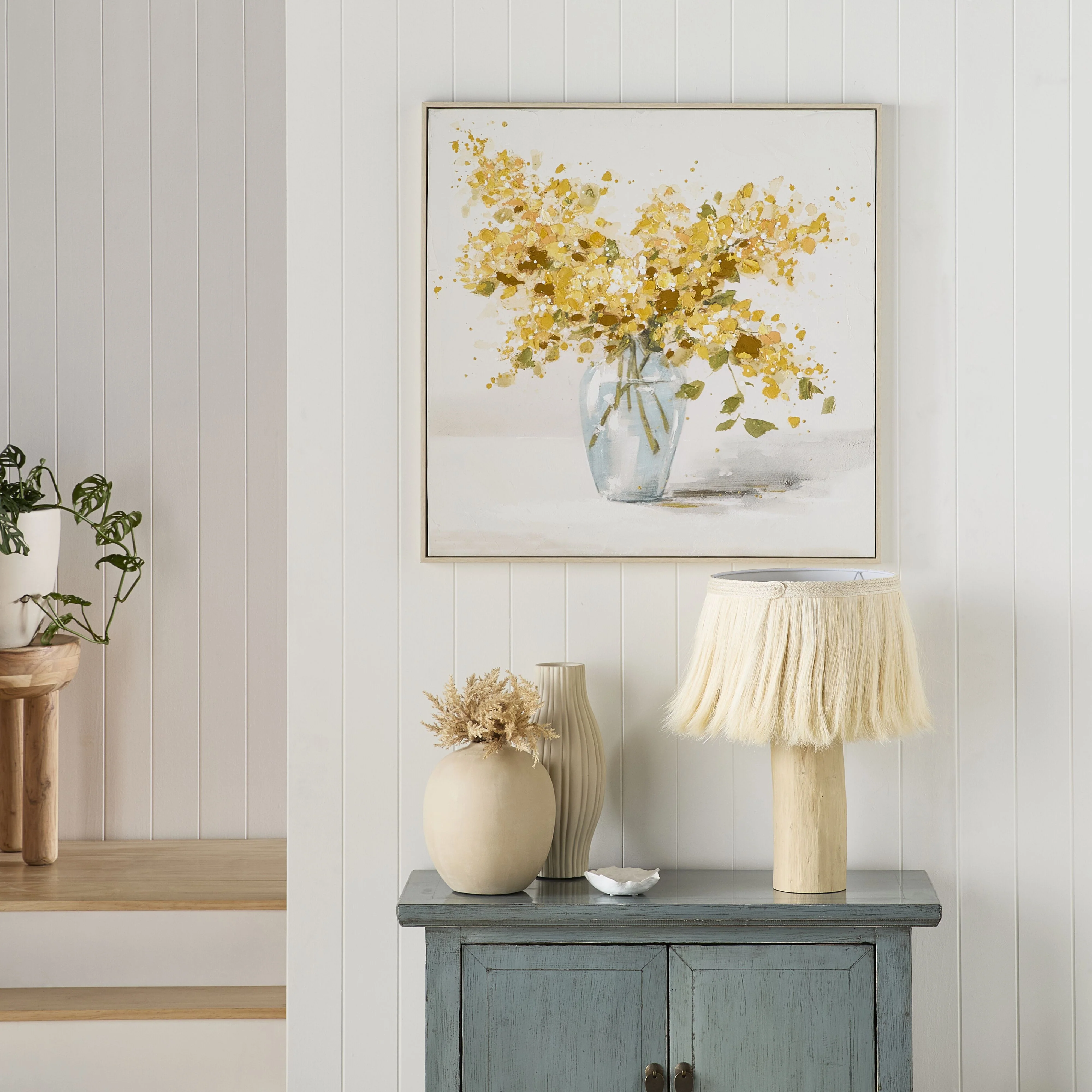 Fresh Picked Wattle Framed Oil Painting 82.5x82.5cm - Image 4