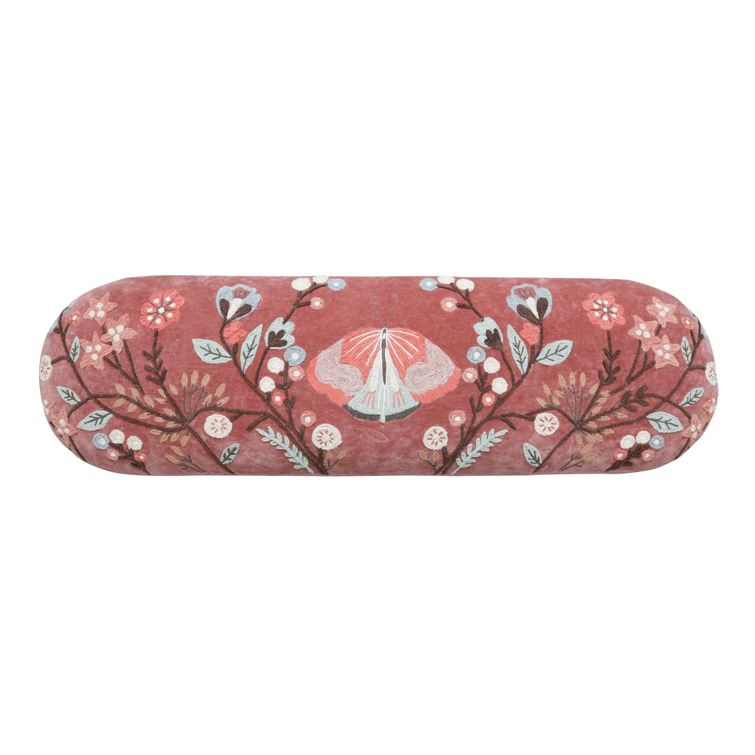 Freya Embroidered Bench Rose Pink Velvet - Image 5