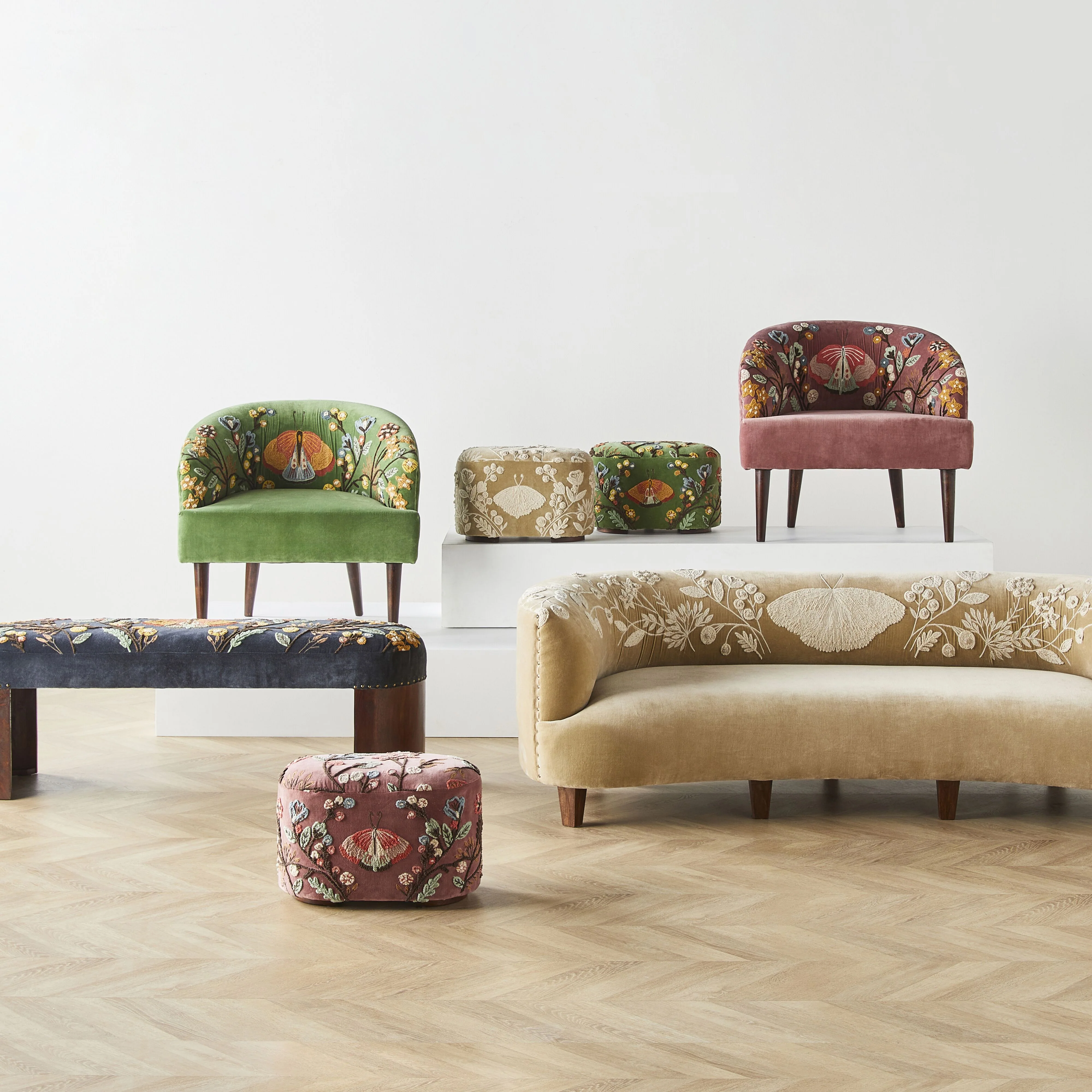 Freya Embroidered Occasional Chair Green Velvet - Image 7