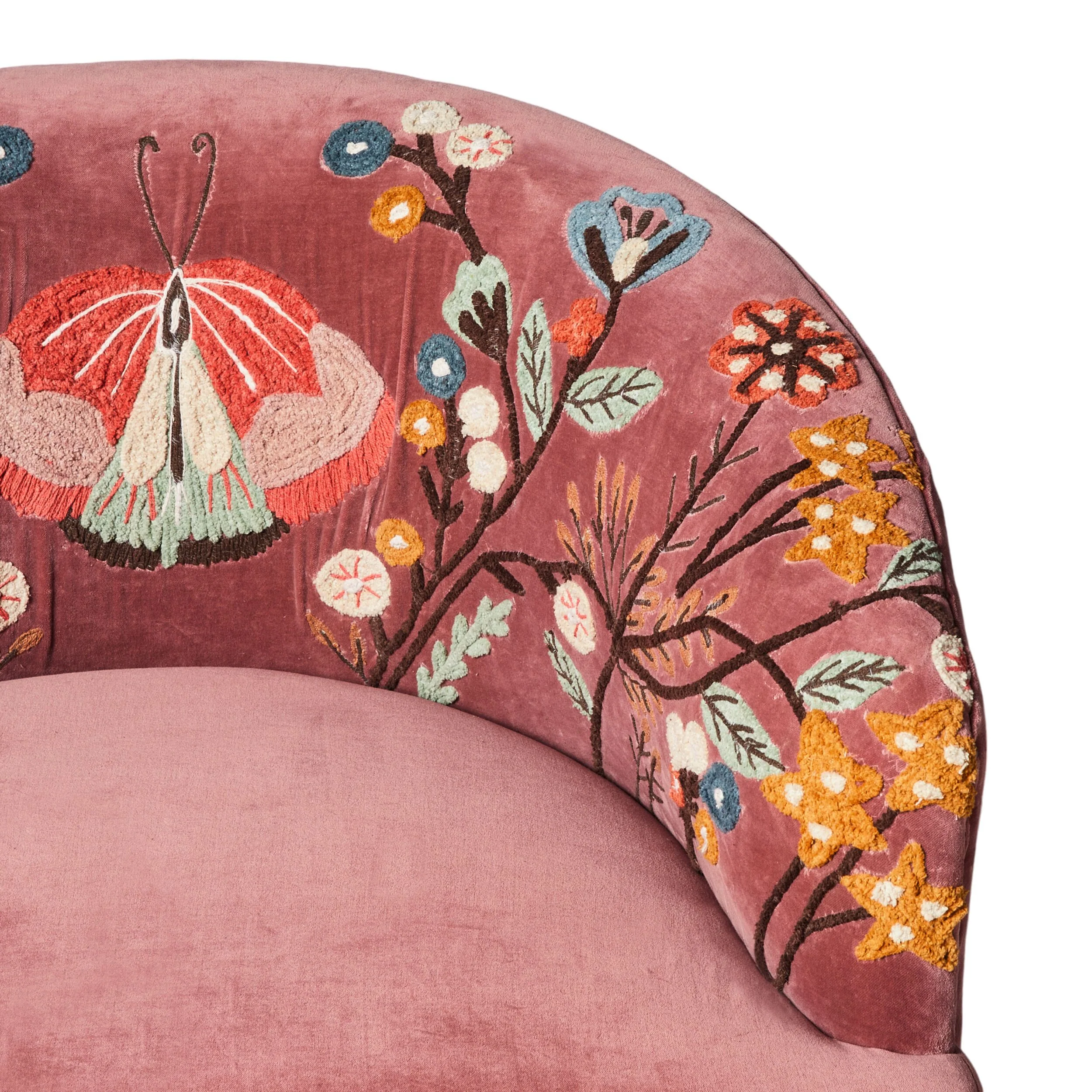 Freya Embroidered Occasional Chair Pink Velvet - Image 5
