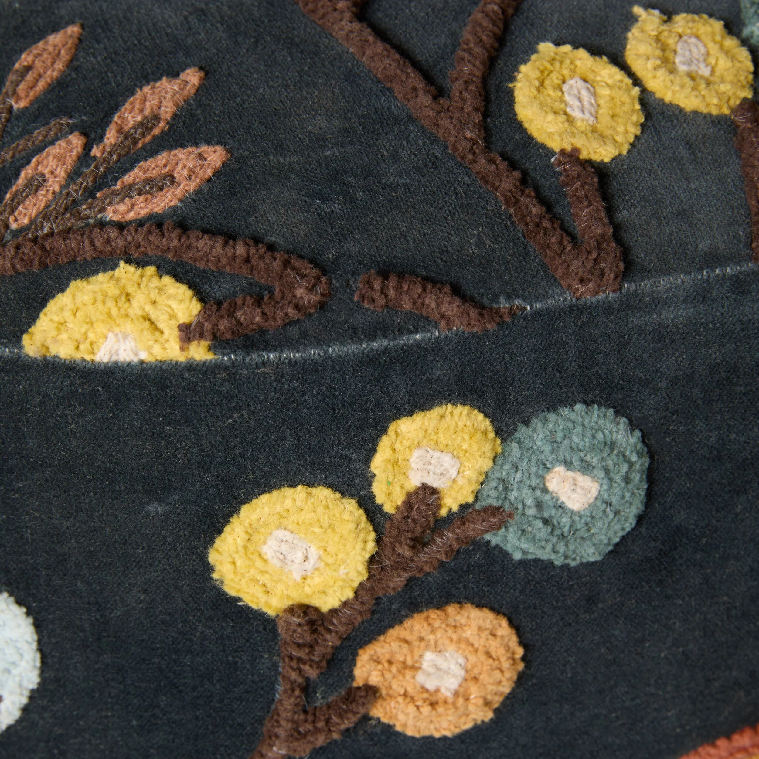 Freya Embroidered Ottoman Blue Velvet - Image 4