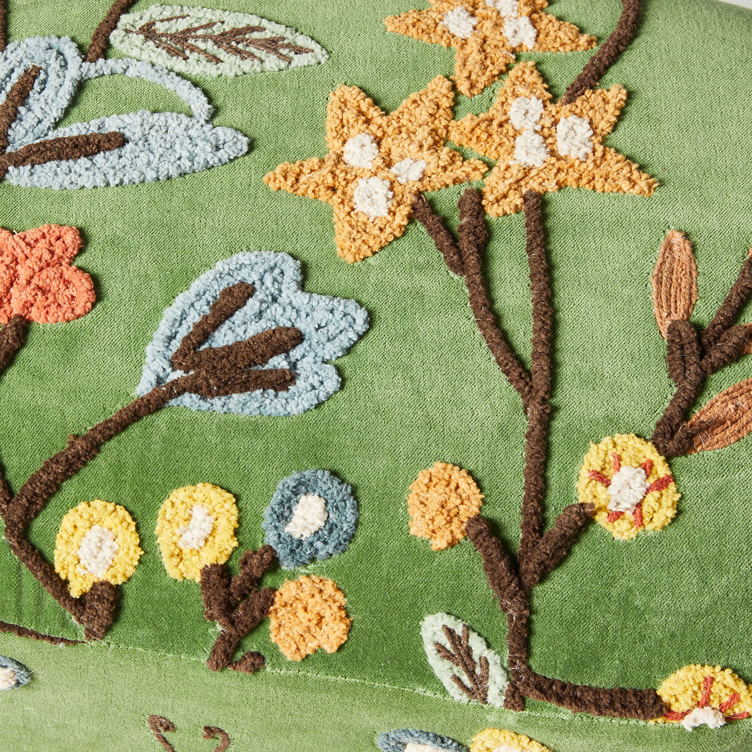 Freya Embroidered Ottoman Green Velvet - Image 4
