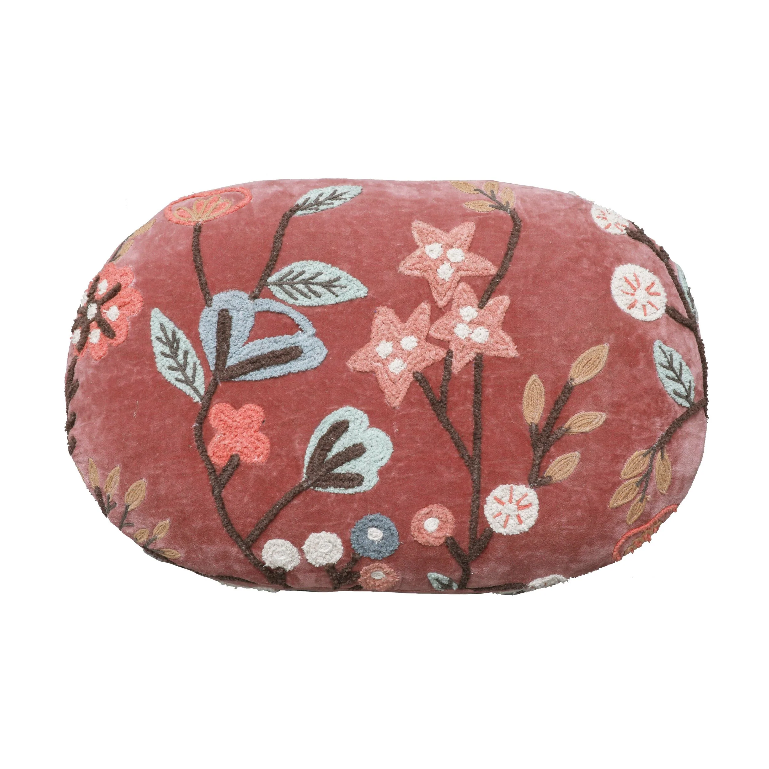 Freya Embroidered Ottoman Rose Pink Velvet - Image 5