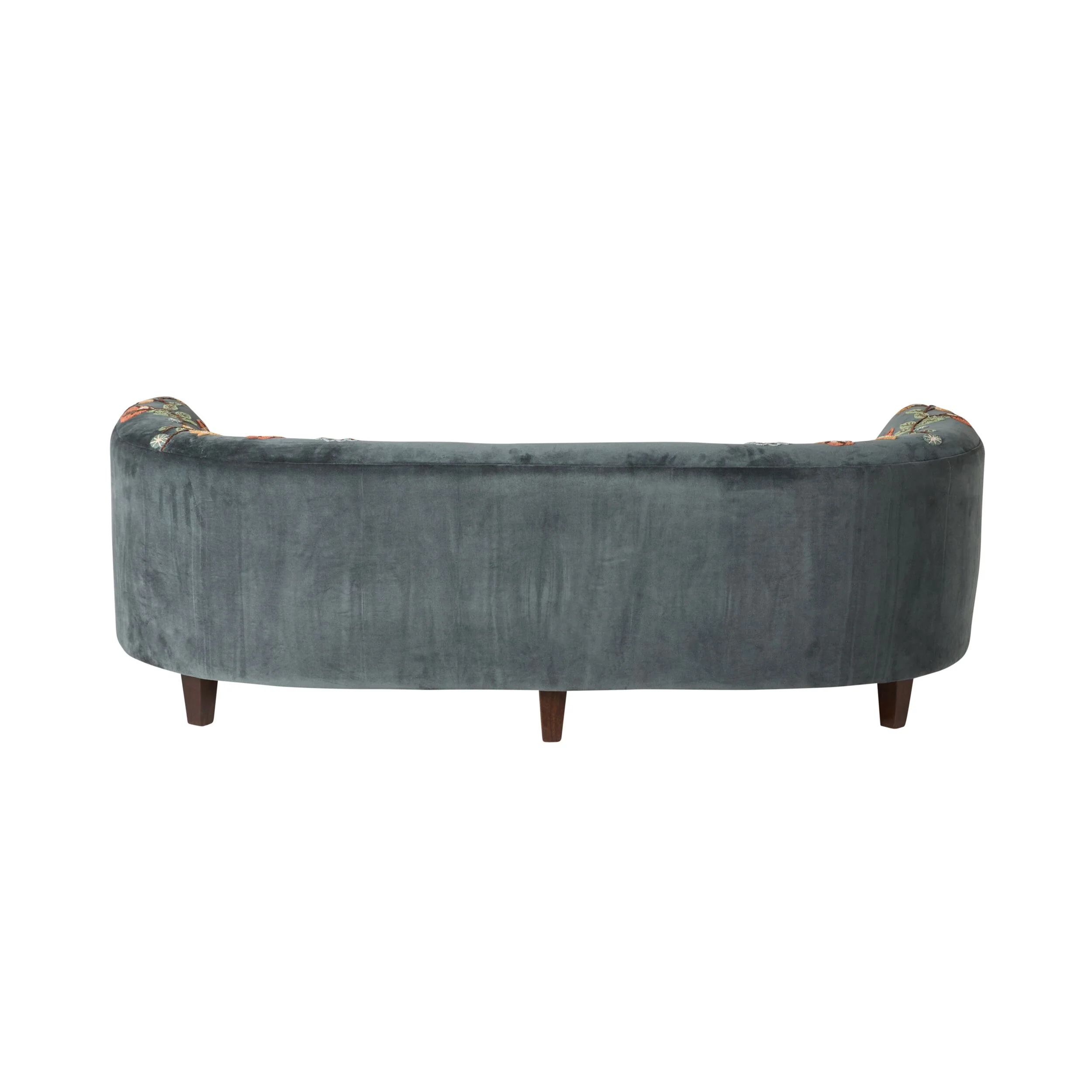 Freya Embroidered Sofa Blue Velvet - Image 4