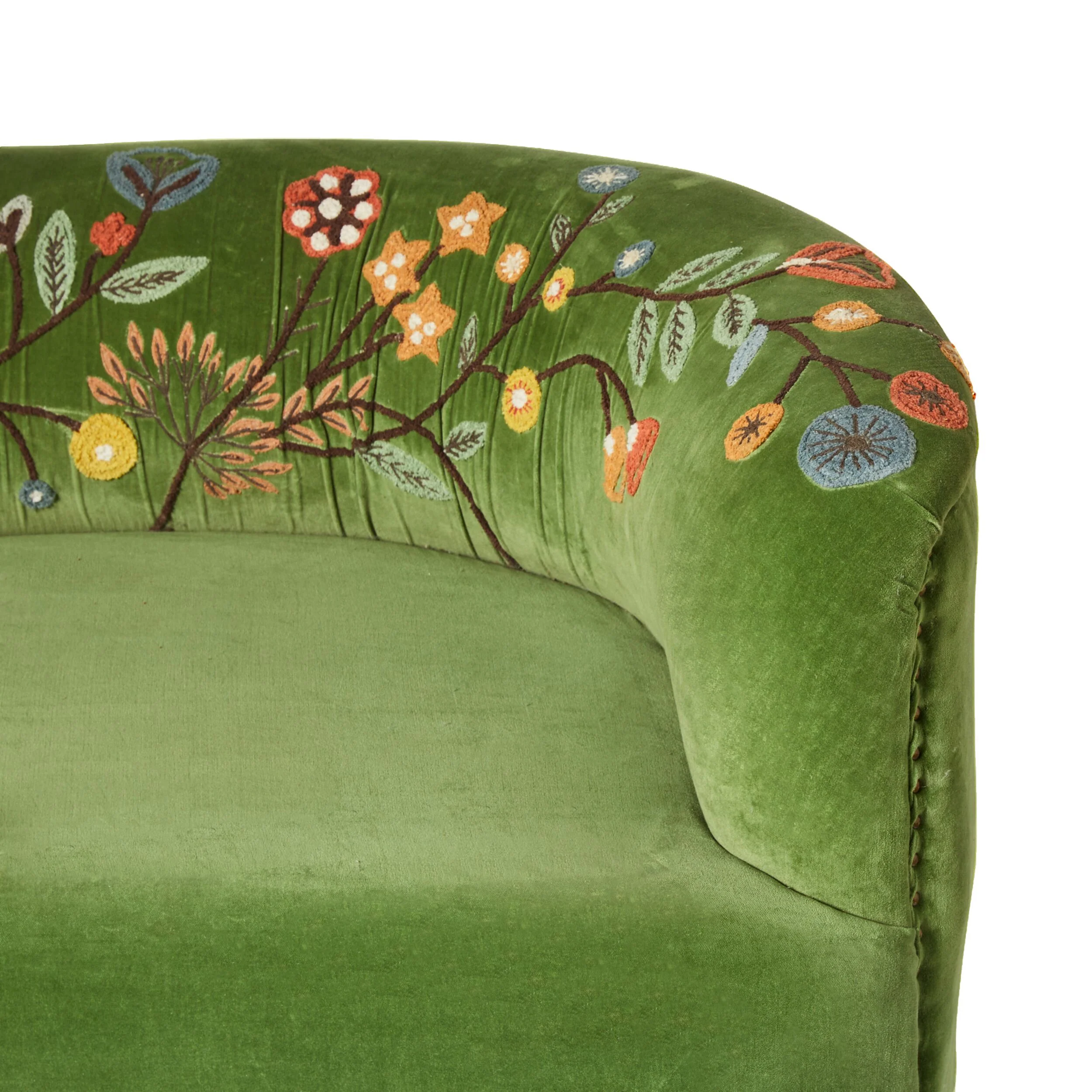 Freya Embroidered Sofa Green Velvet - Image 5