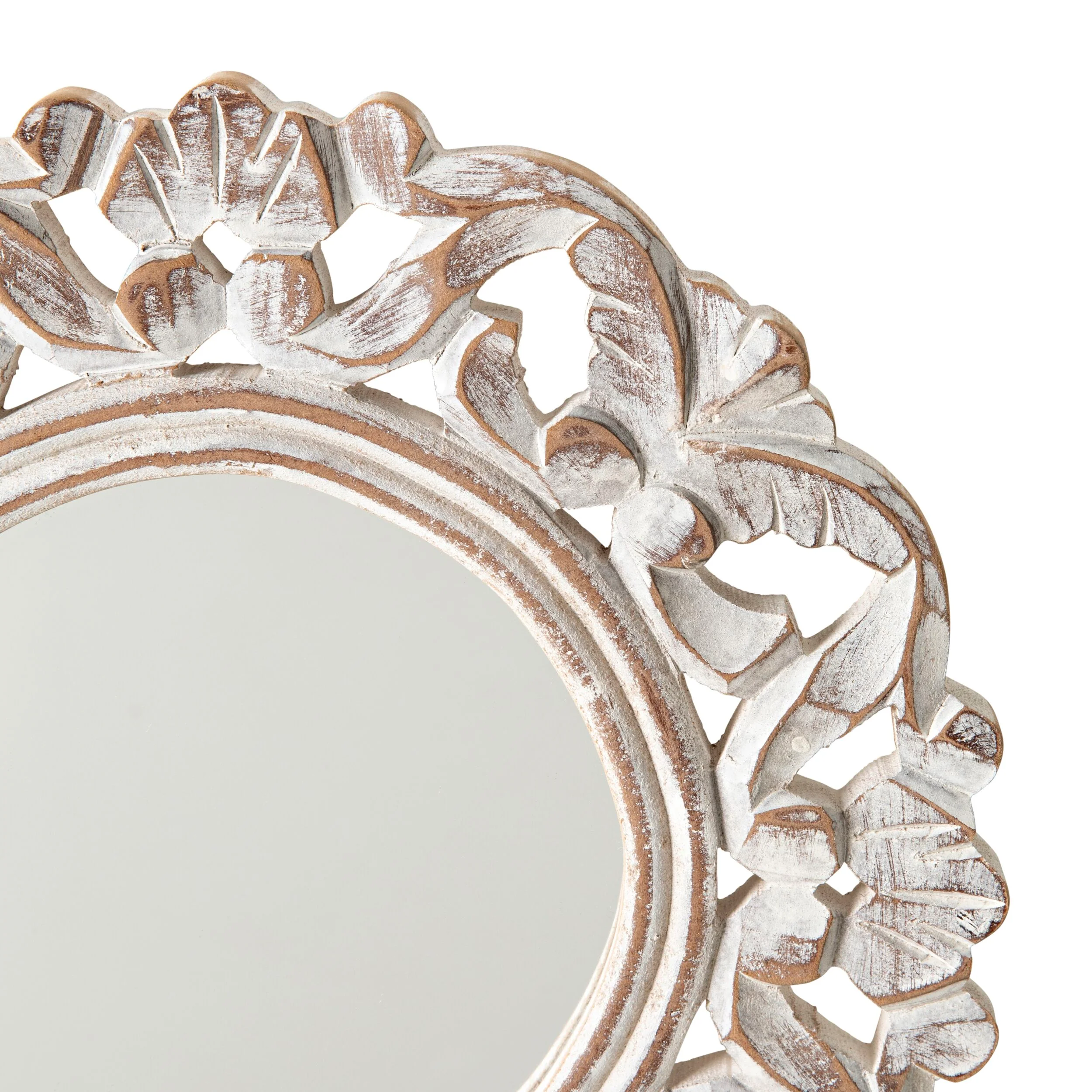 Frieze Round Wall Mirror White Distress 30x30cm - Image 2