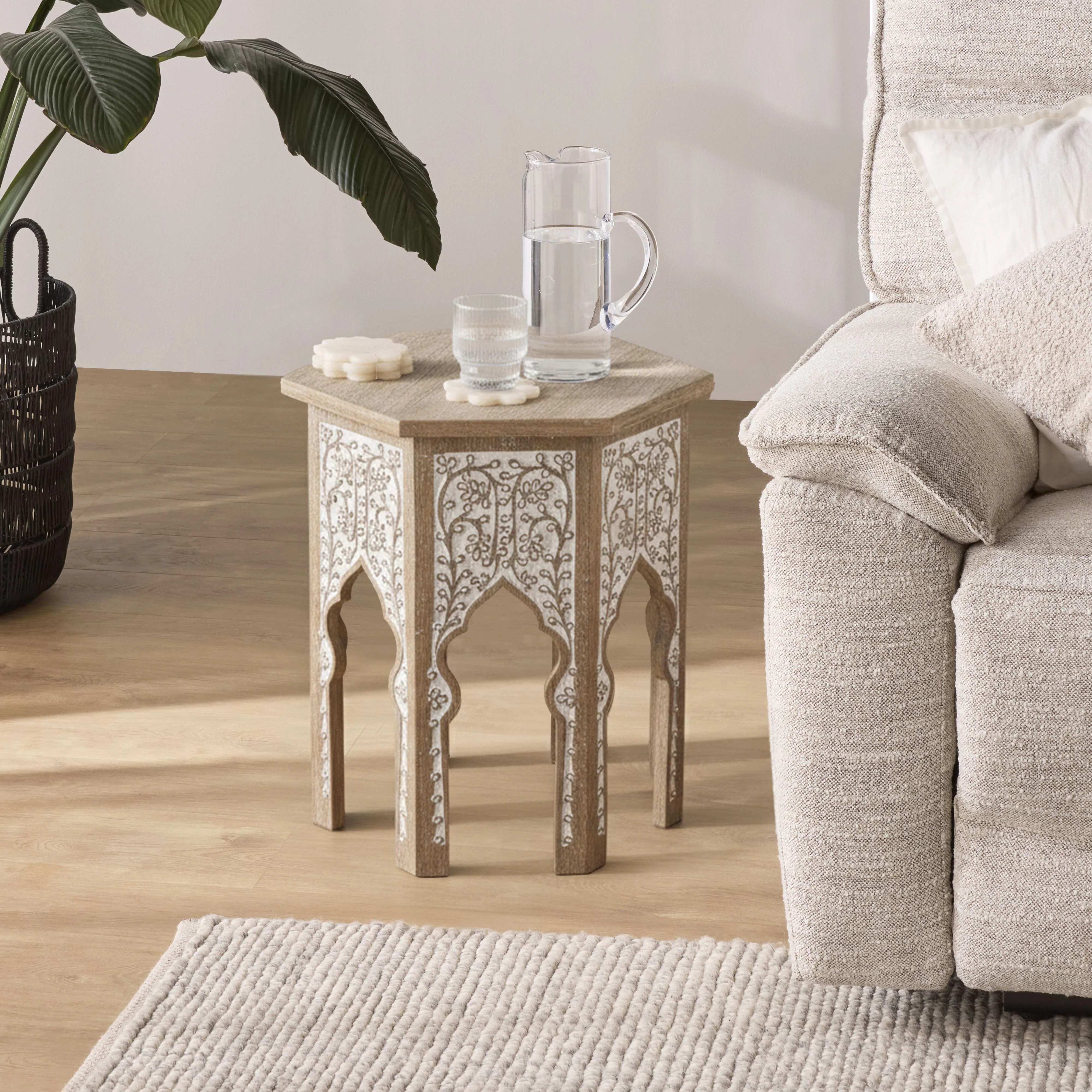 Frieze Wooden Carved Stool / Side Table 50x45x45cm - Image 4