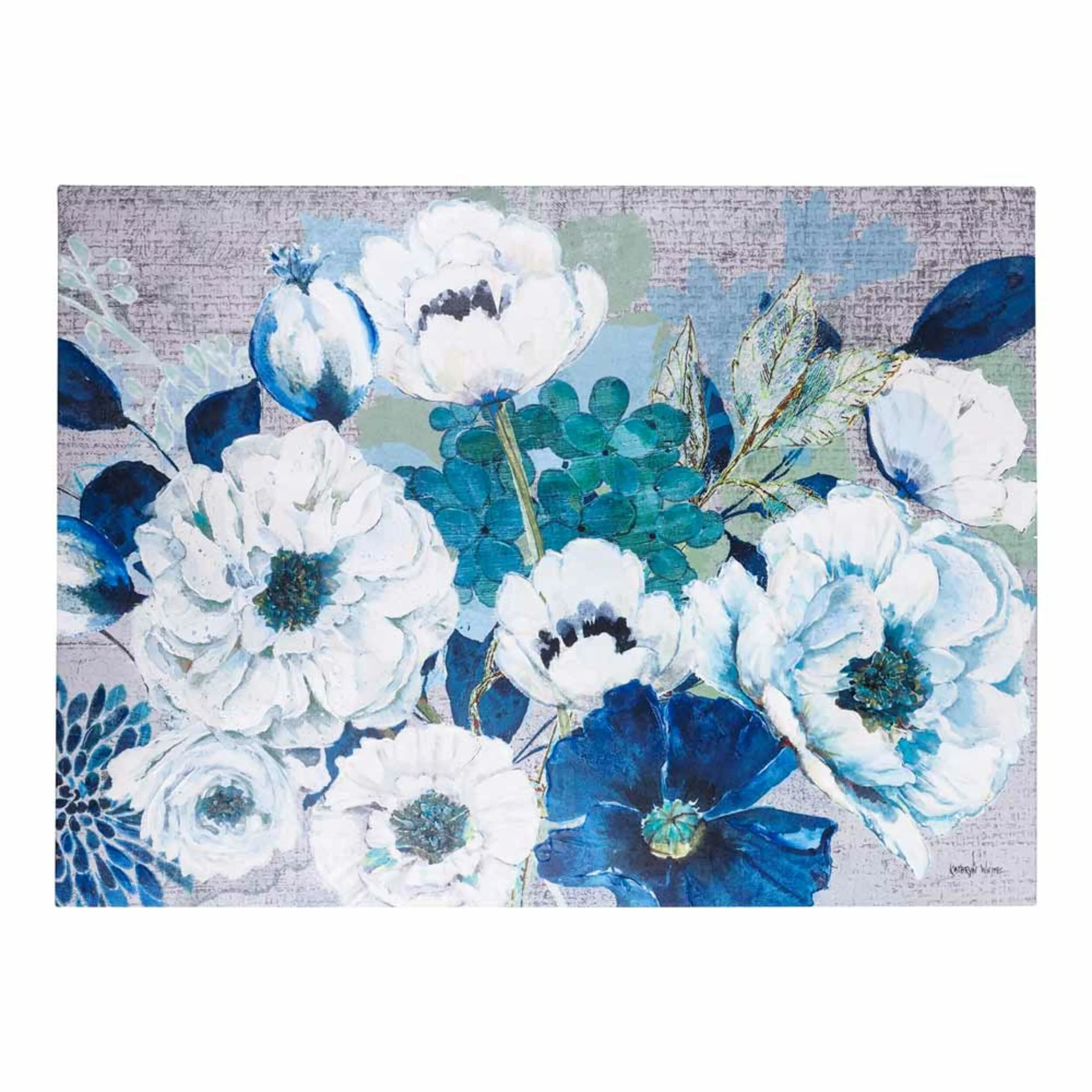 Galleries Blue and White Floral Collection Framed Canvas 160x120cm - Image 4