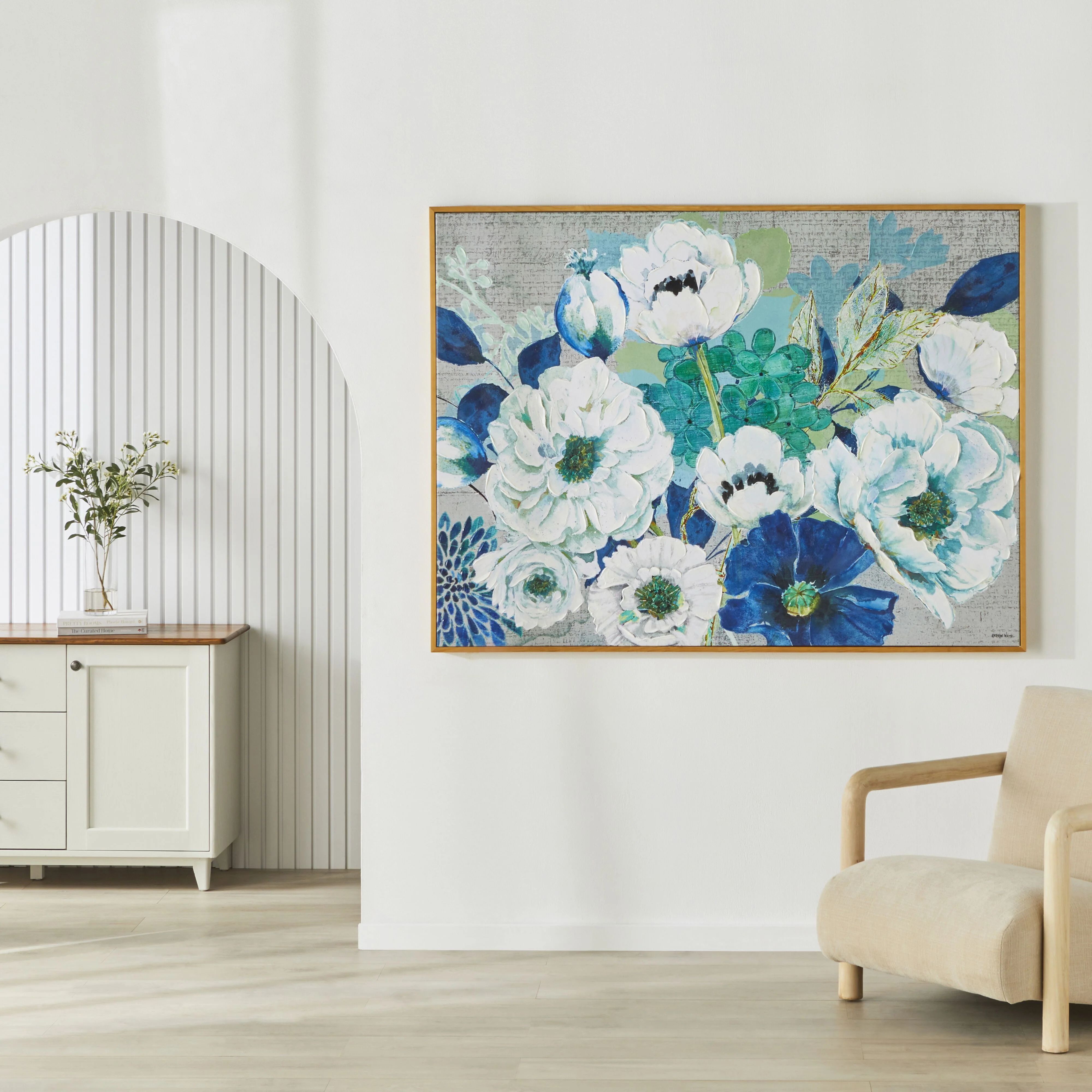 Galleries Blue and White Floral Collection Framed Canvas 160x120cm - Image 5