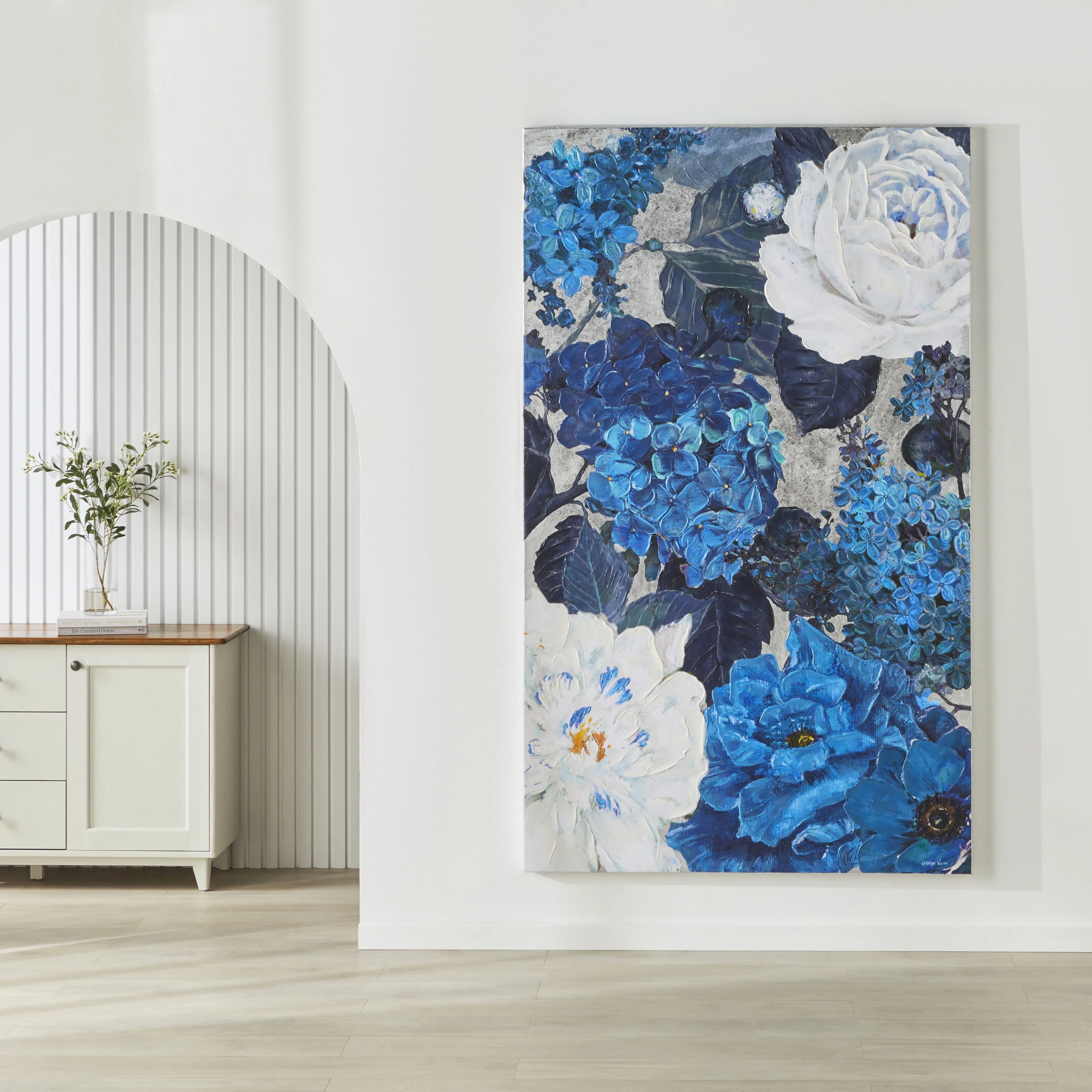 Galleries Blue Floral Collection Canvas Print 120x200cm - Image 4
