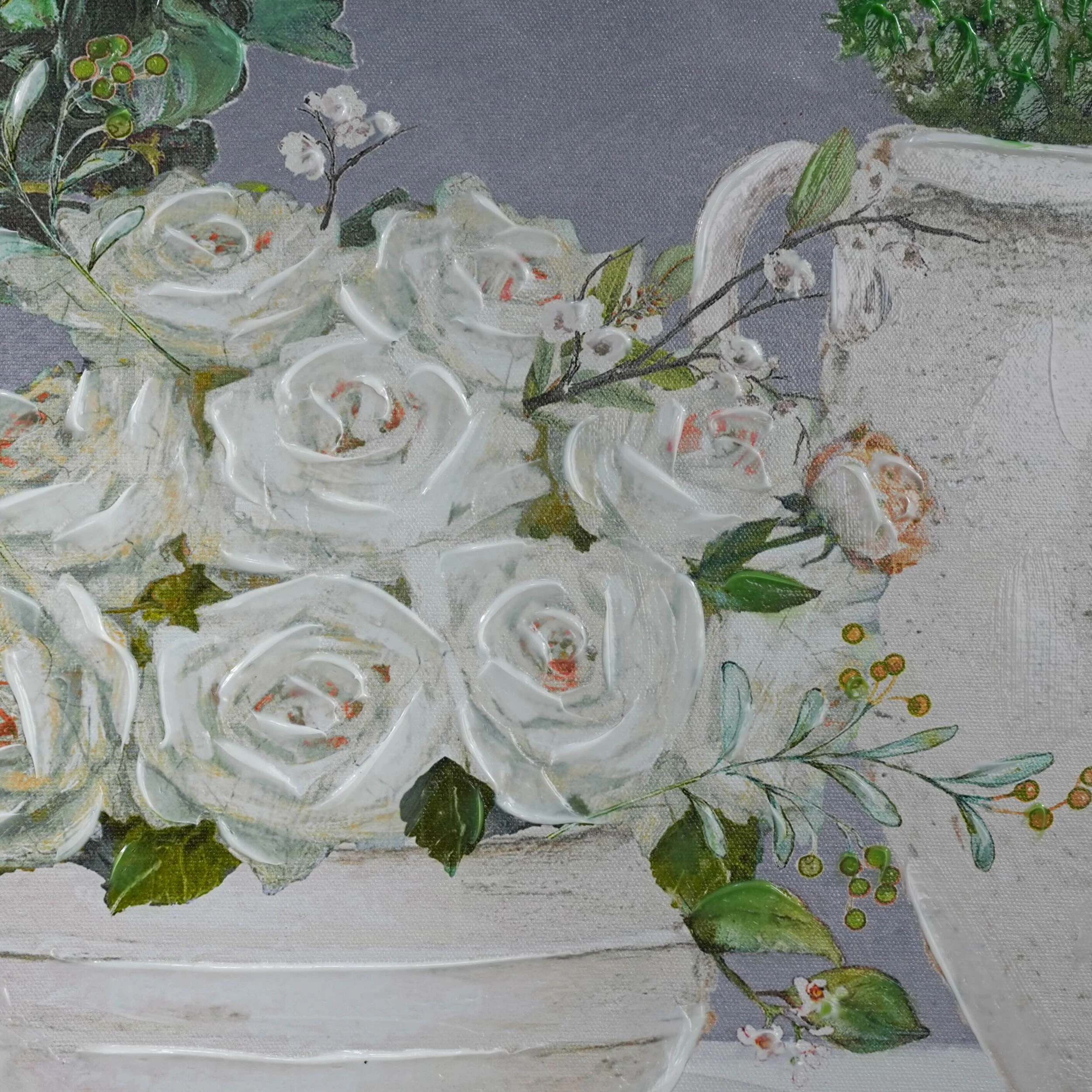 Galleries Porcelain Petals Framed Textured Print 120x60cm - Image 5