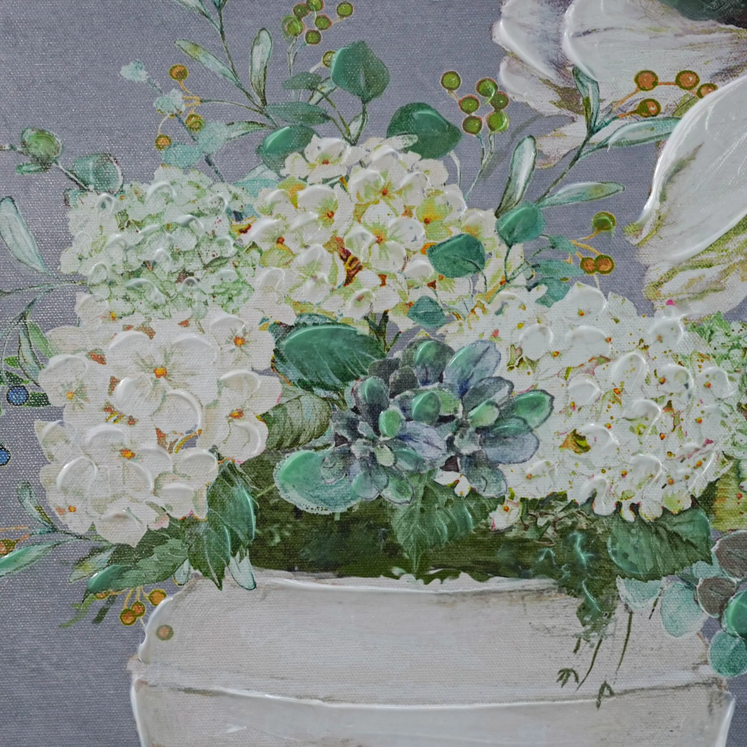 Galleries Porcelain Petals Framed Textured Print 120x60cm - Image 6