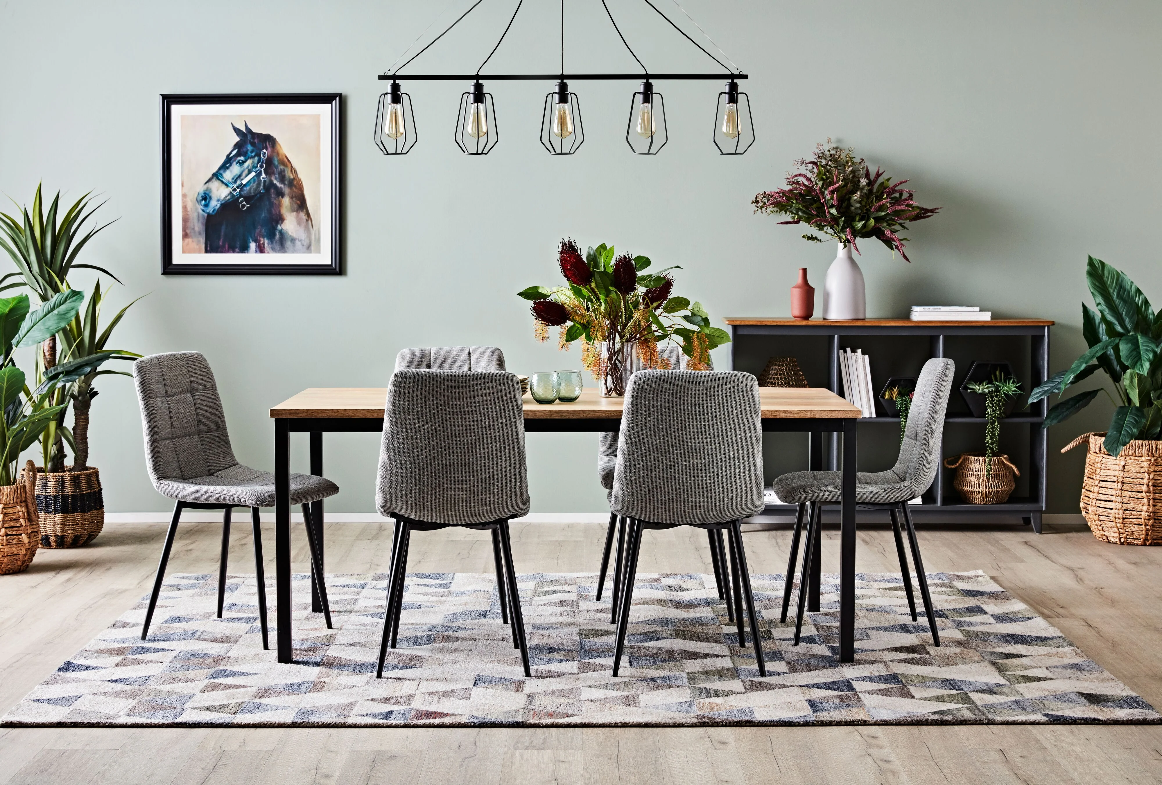 Geo Shaded Diamond Hand Tufted Blue & Cream Rug 300x240cm - Image 4
