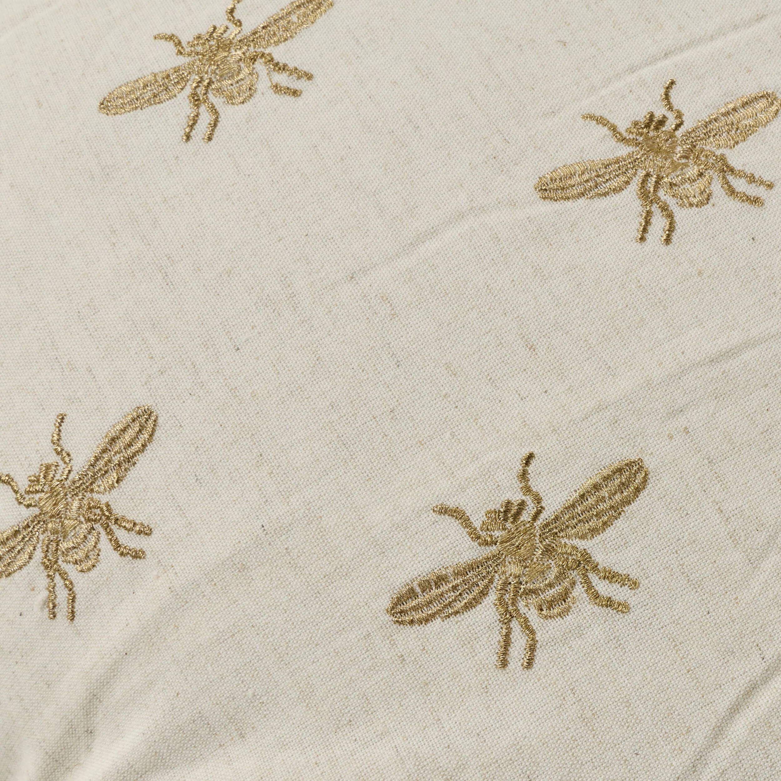 Golden Queen Bee Embroidered Cushion Vanilla 50x50cm - Image 3