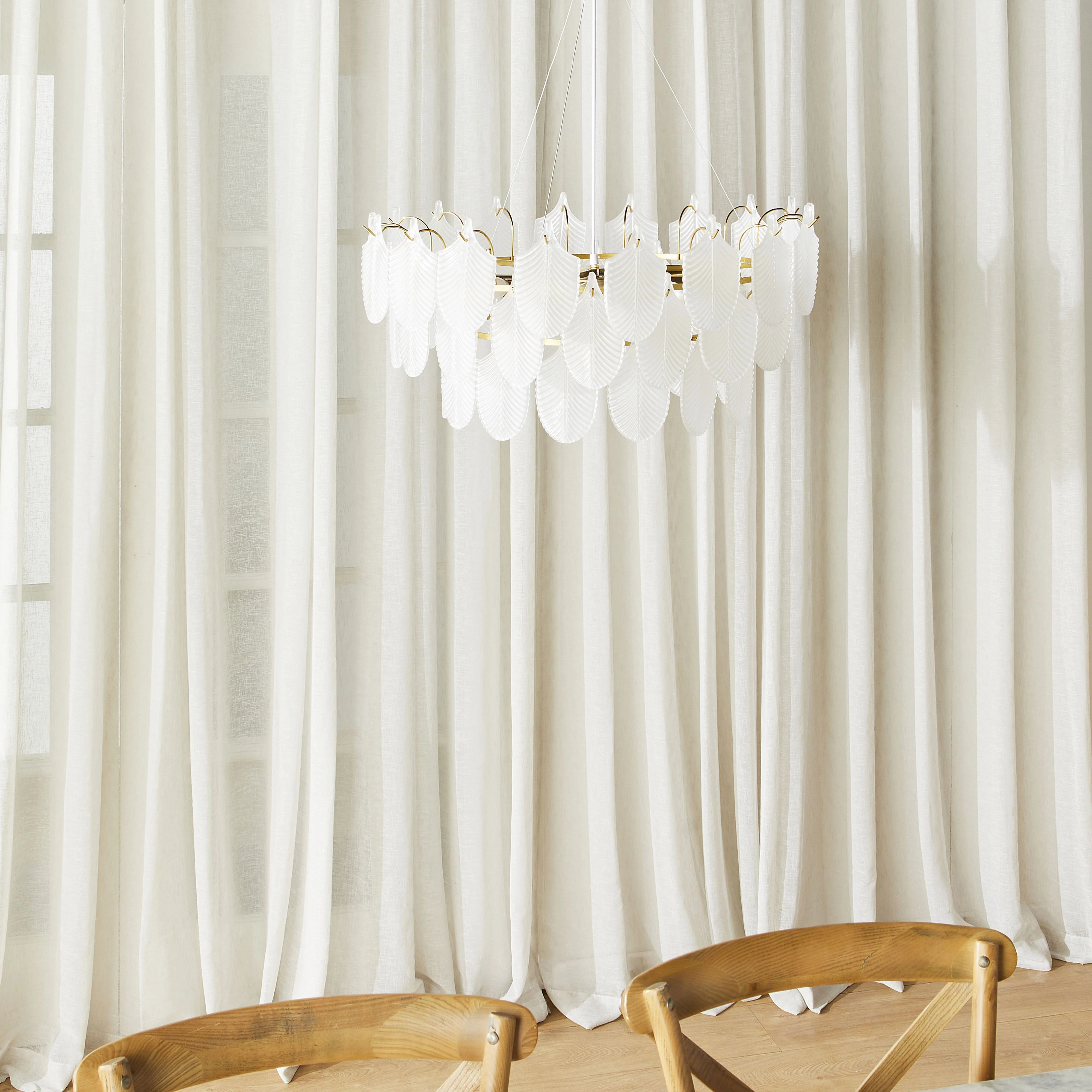 Greta Glass Leaf 11 Light Chandelier 21x75cm - Image 5