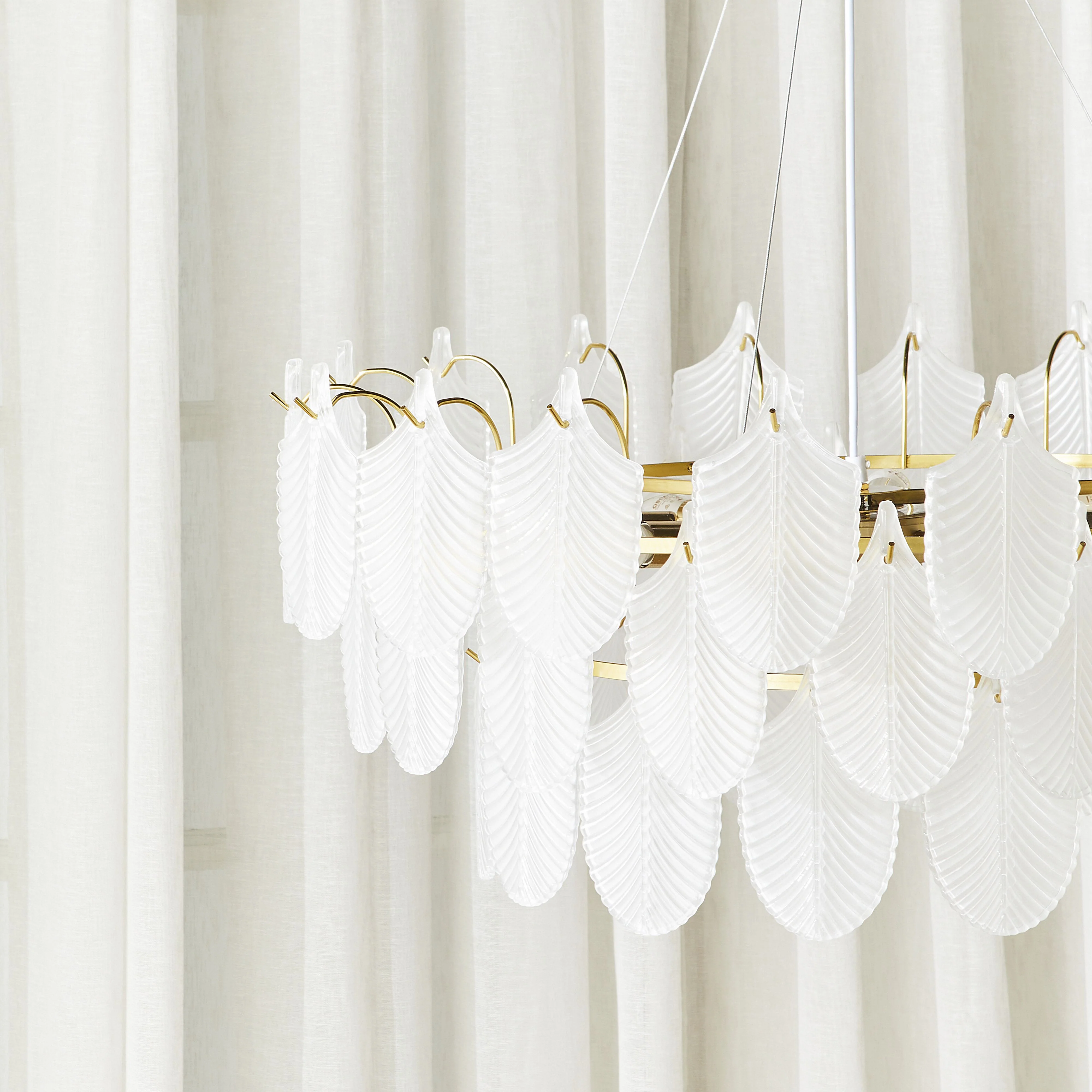 Greta Glass Leaf 11 Light Chandelier 21x75cm - Image 6