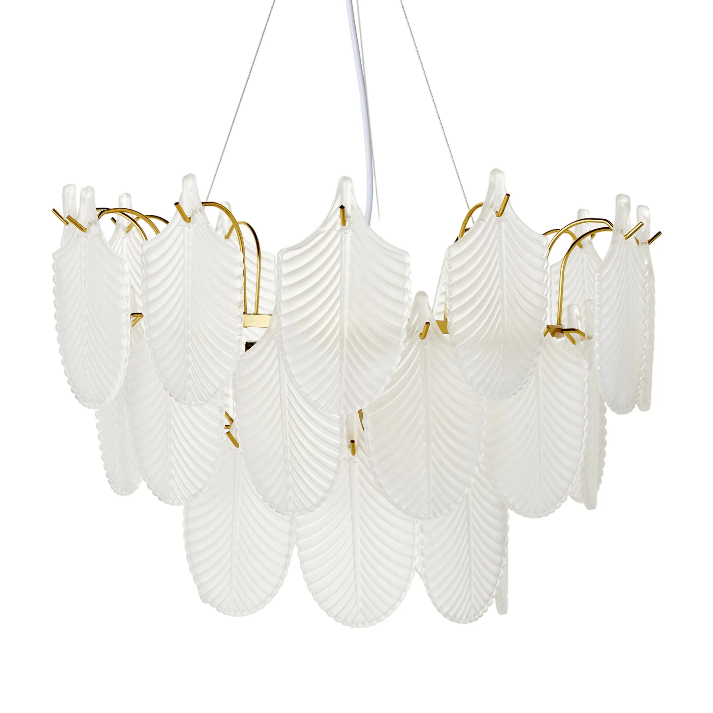 Greta Glass Leaf 7 Light Chandelier 21x50cm - Image 4