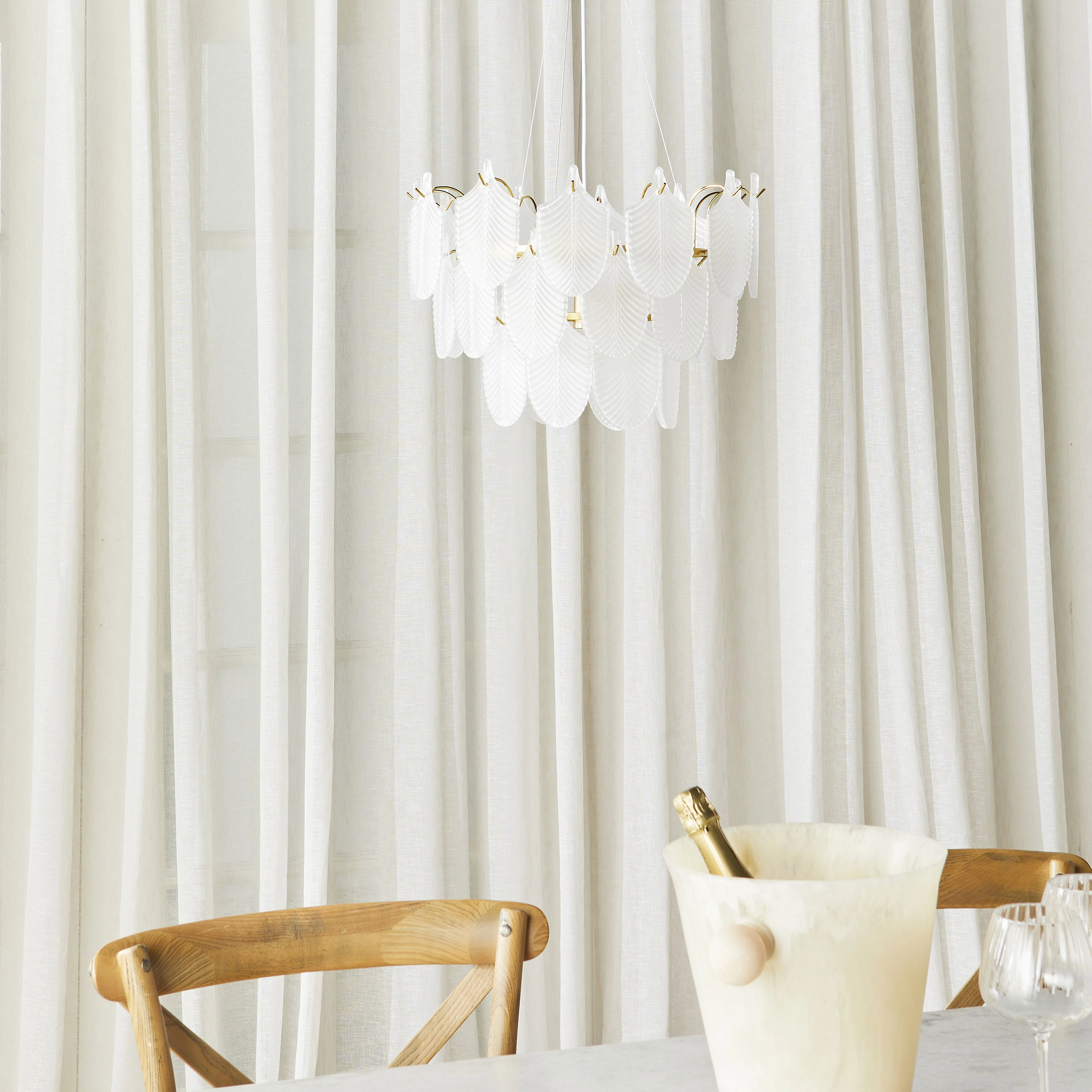 Greta Glass Leaf 7 Light Chandelier 21x50cm - Image 5