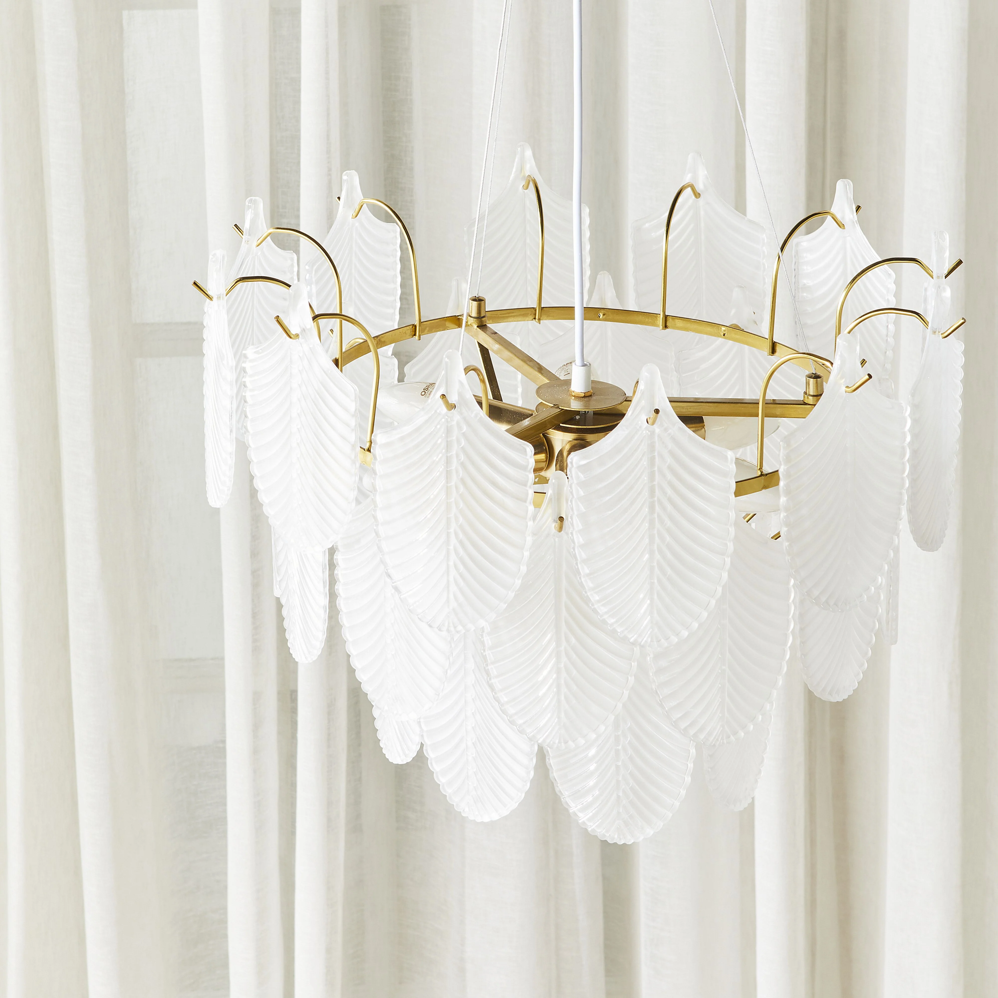 Greta Glass Leaf 7 Light Chandelier 21x50cm - Image 6
