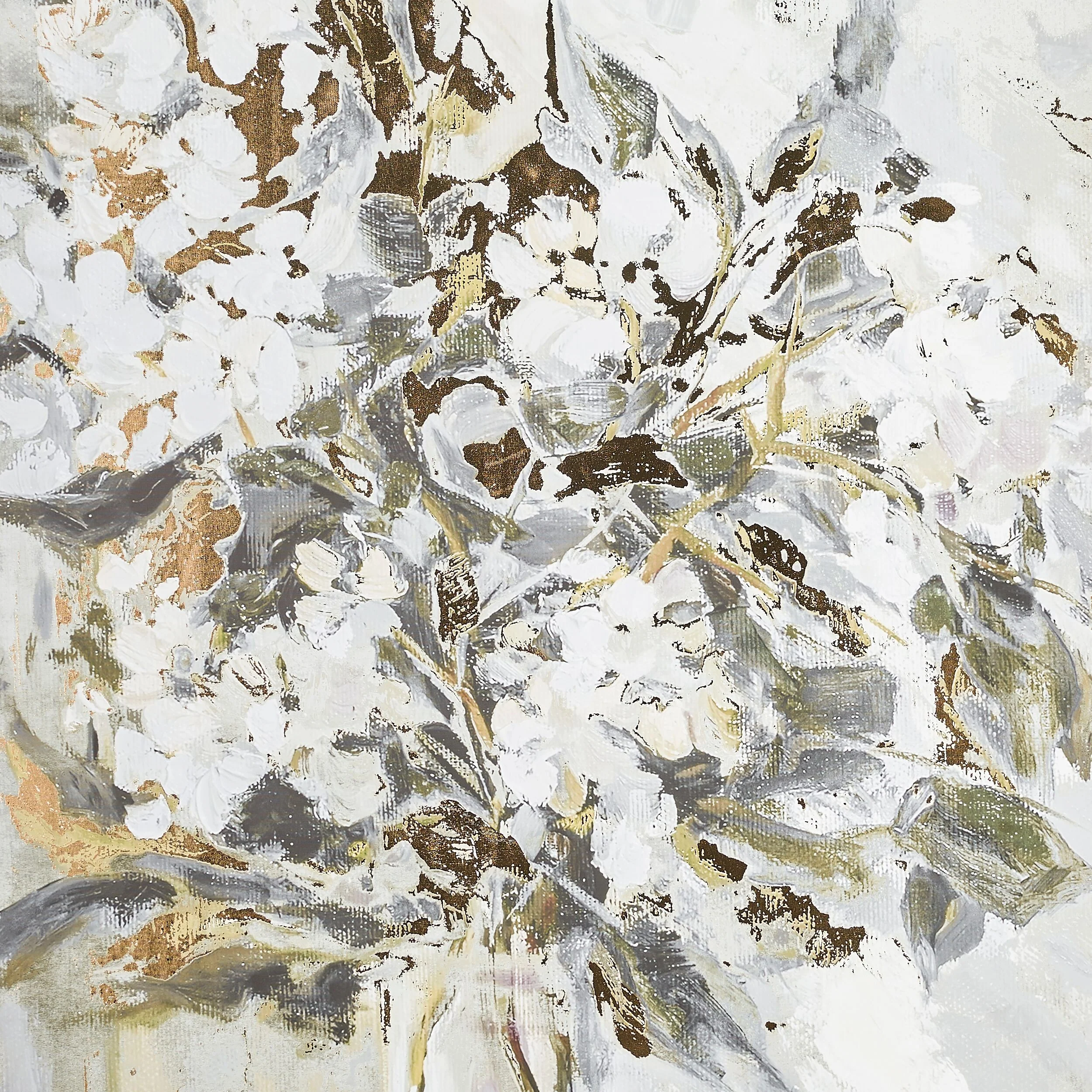 Grey and Gold Floral Canvas Print 102.6x142.6cm - Image 2